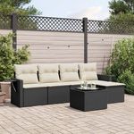 VIDAXL Salon de jardin 6 pcs avec coussins noir resine tressee
