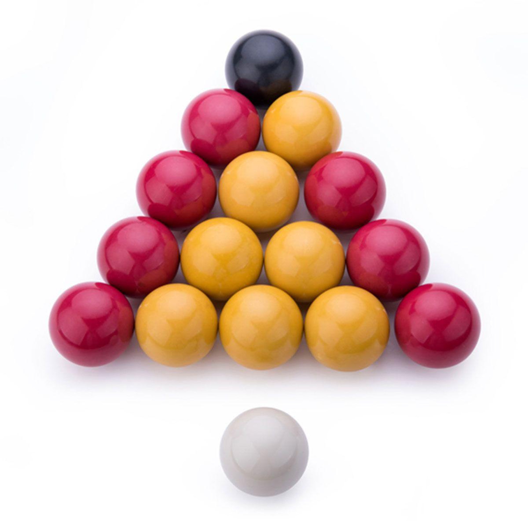 DE FAUGERES Lot de 16 Billes de Billard  Jeu Anglais  5cm Jaune & Rouge