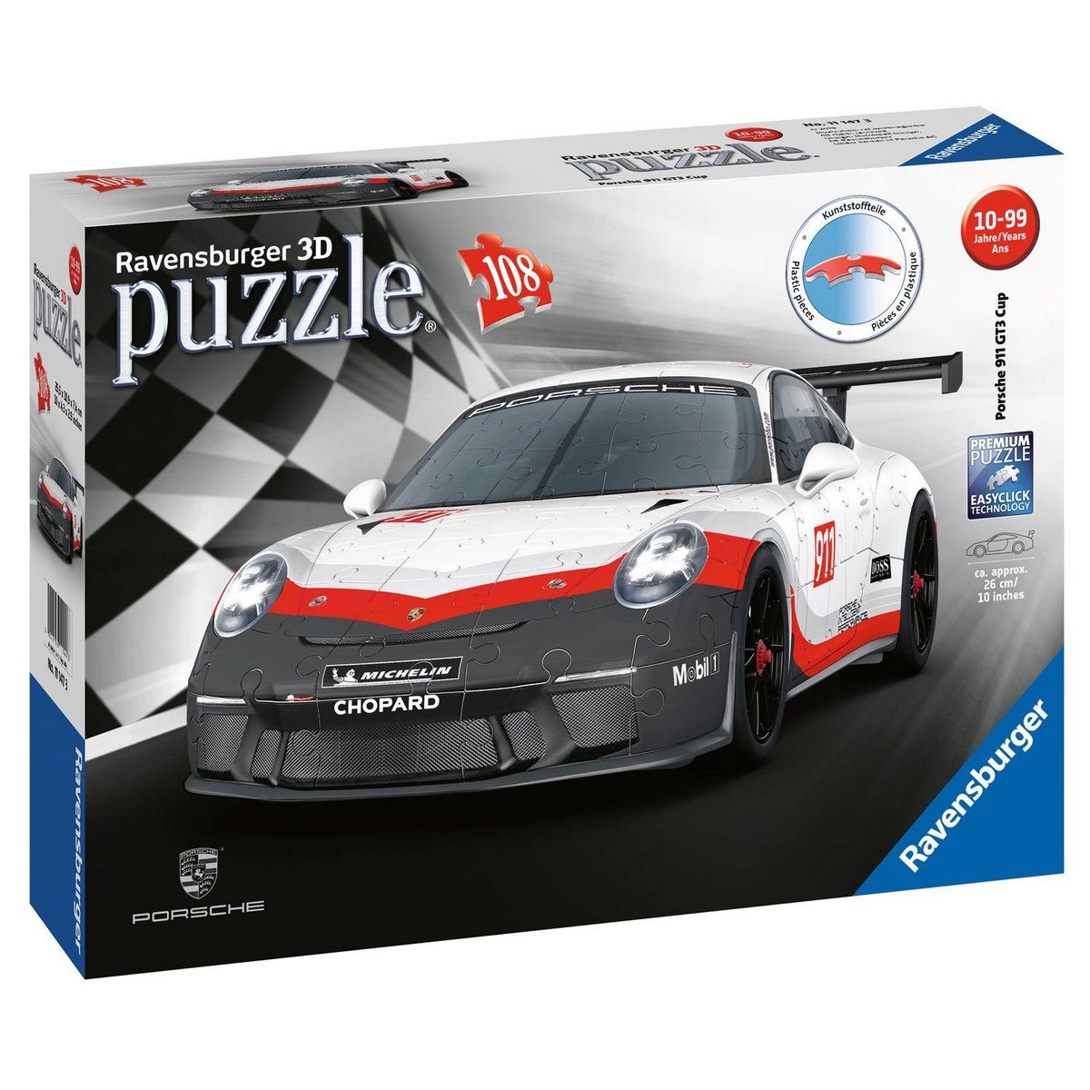 RAVENSBURGER Puzzle 3D 108 pièces Porsche 911 GT3 Cup