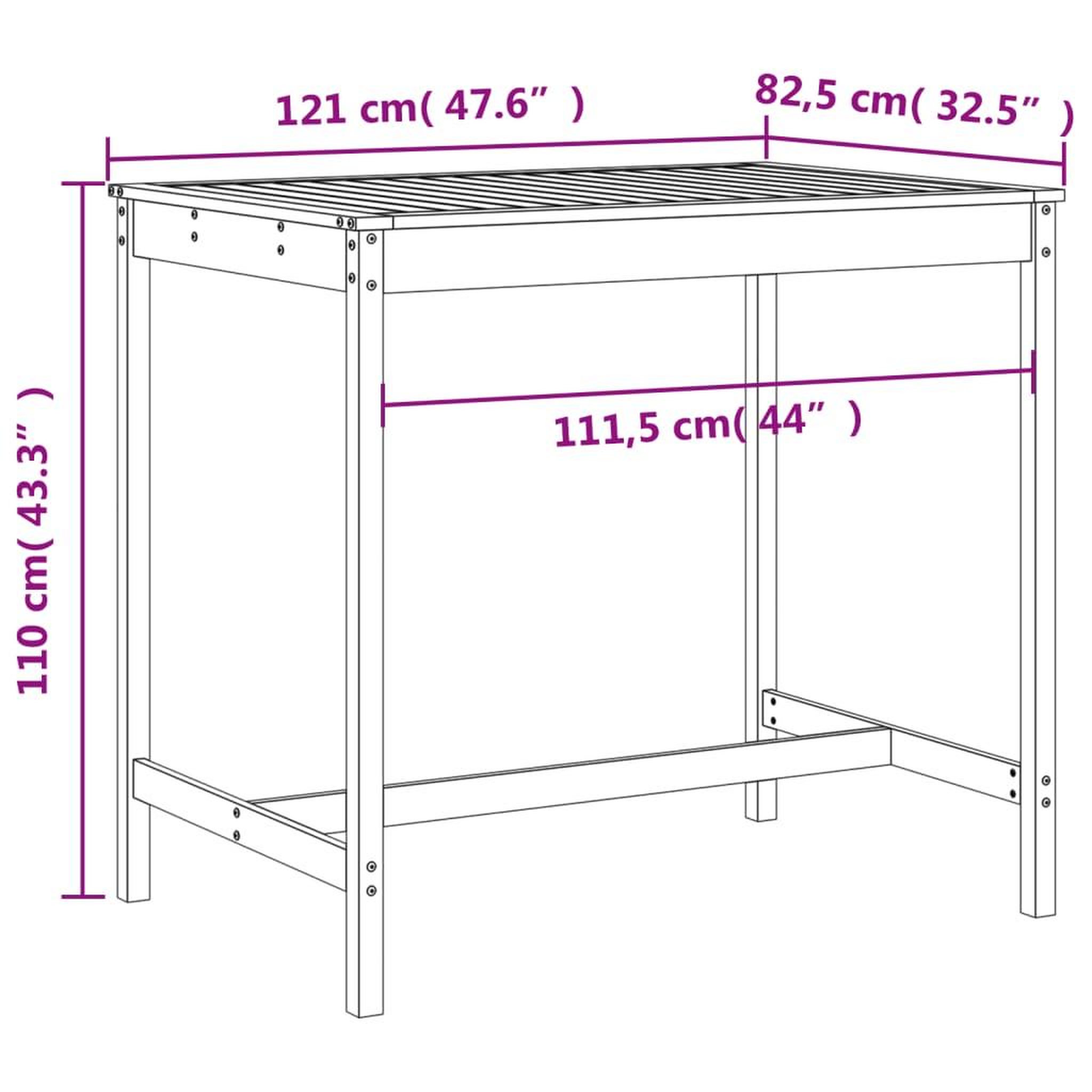 Voir la diapositive 6 : VIDAXL Ensemble de bar de jardin 5 pcs bois de pin massif