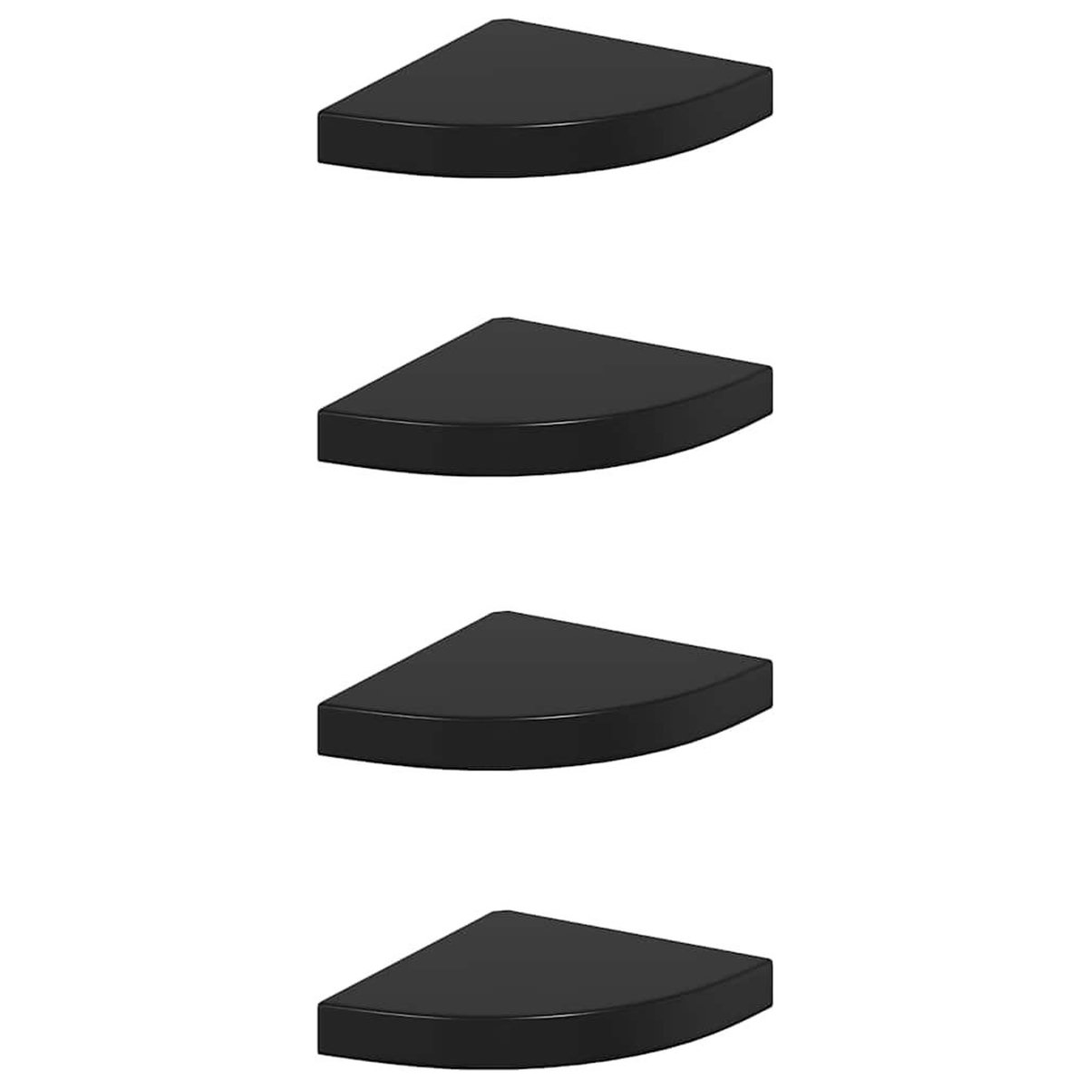 VIDAXL Etageres d'angle flottantes 4 pcs noir brillant 25x25x3,8cm MDF