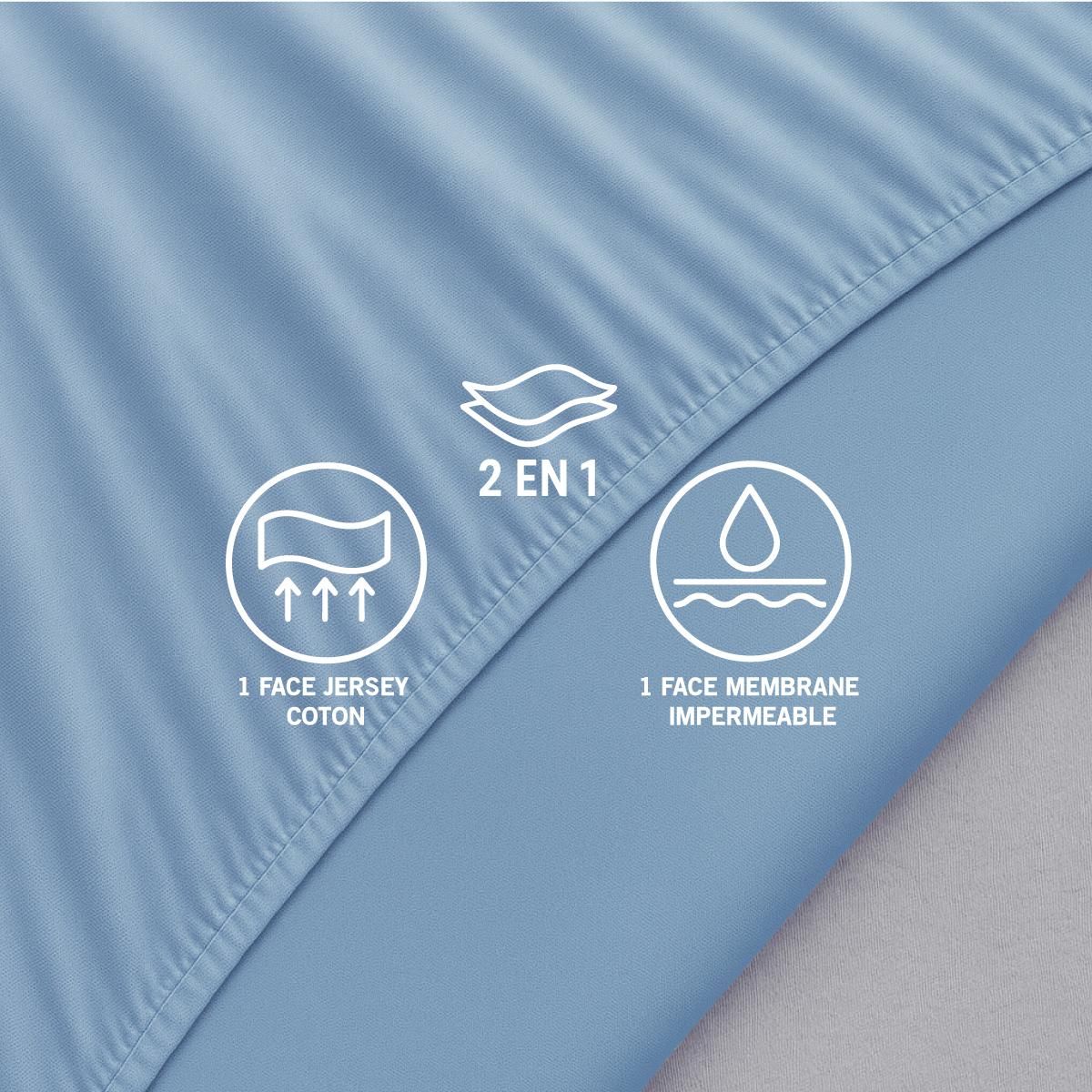 DODO Drap Housse 2 en 1 - Alèse Imperméable intégrée - Coloris Givre