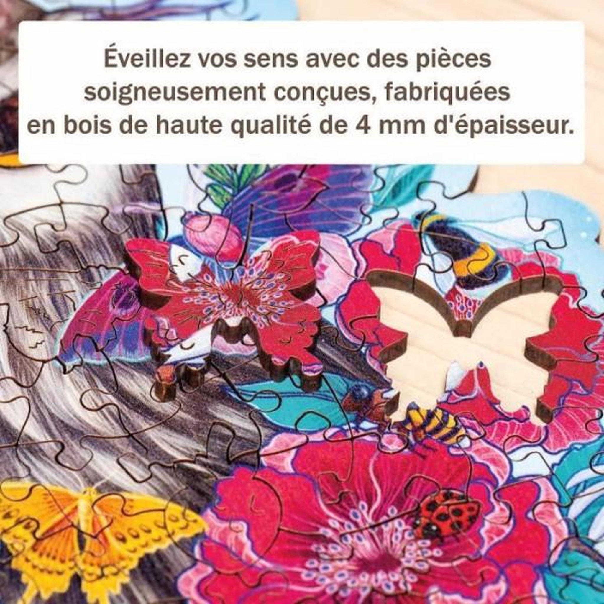 Voir la diapositive 2 : RAVENSBURGER Puzzle en bois 150 pièces – Hibou floral – Illustration artistique nature – Puzzle premium adulte – Ravensburger