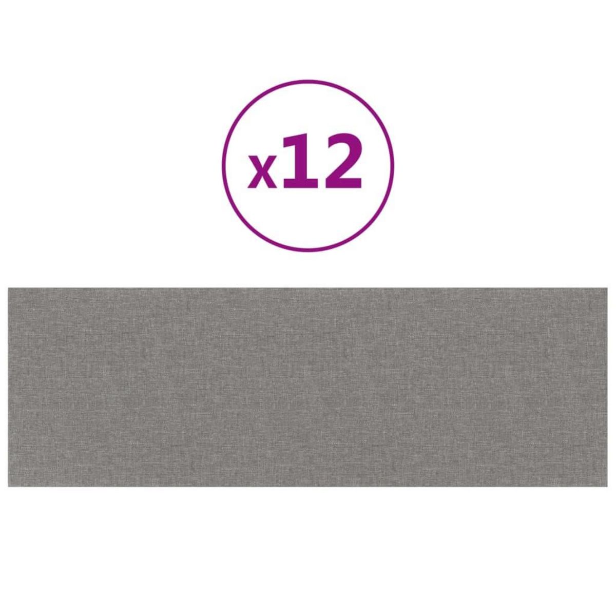 VIDAXL Panneaux muraux 12 pcs Gris clair 90x30 cm Tissu 3,24 m^2