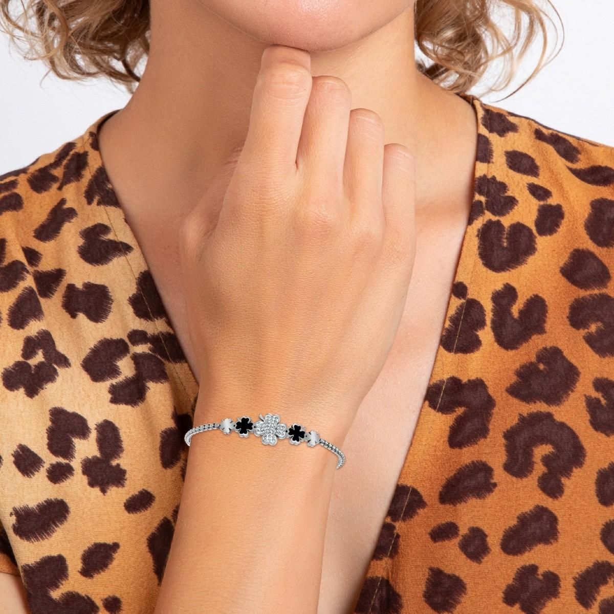 SC CRYSTAL Bracelet trèfles par SC Crystal orné de Cristaux scintillants