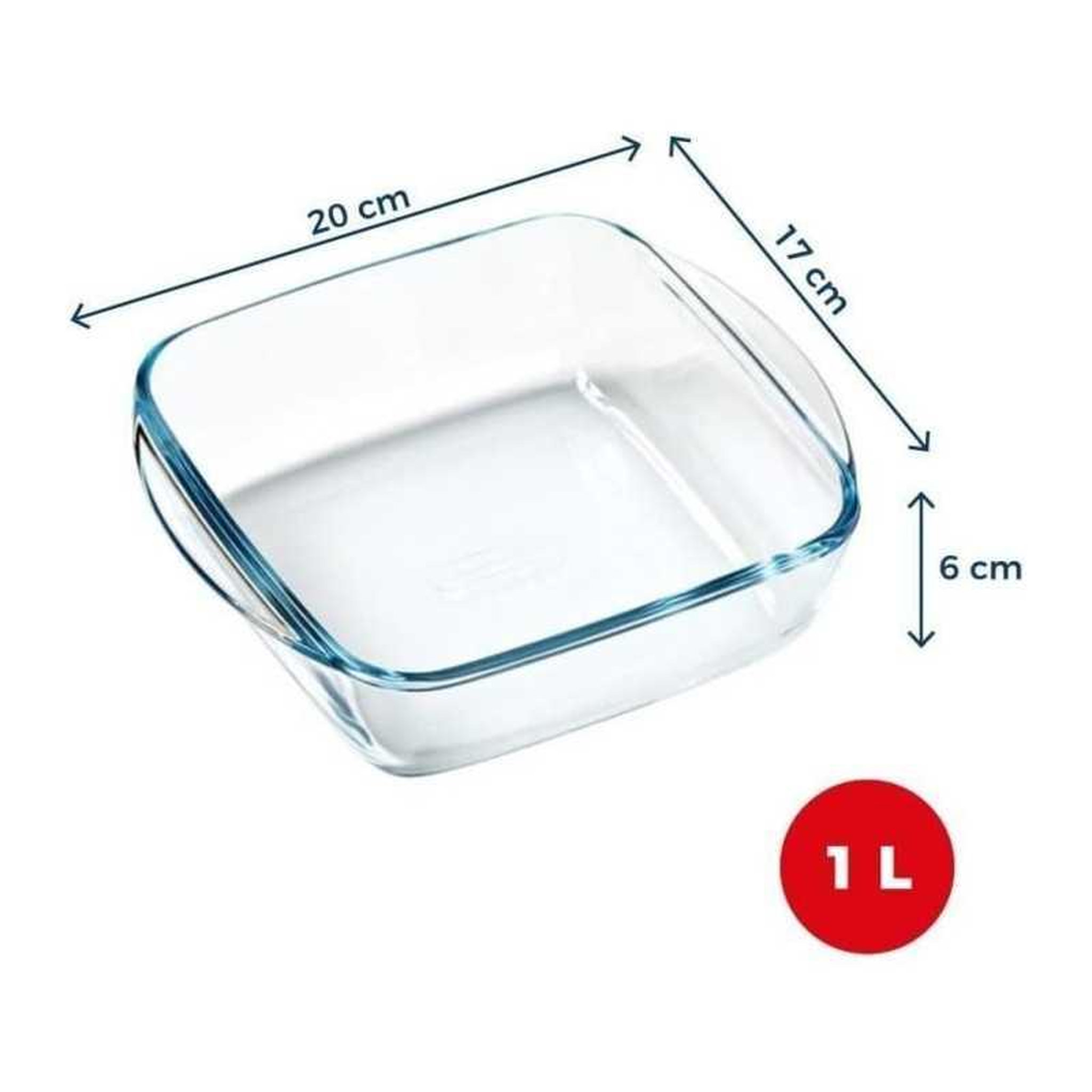 Voir la diapositive 2 : PYREX Pyrex plat carré pour friteuse à air en verre borosilicate 1 l, 20 x 17 x 7 cm