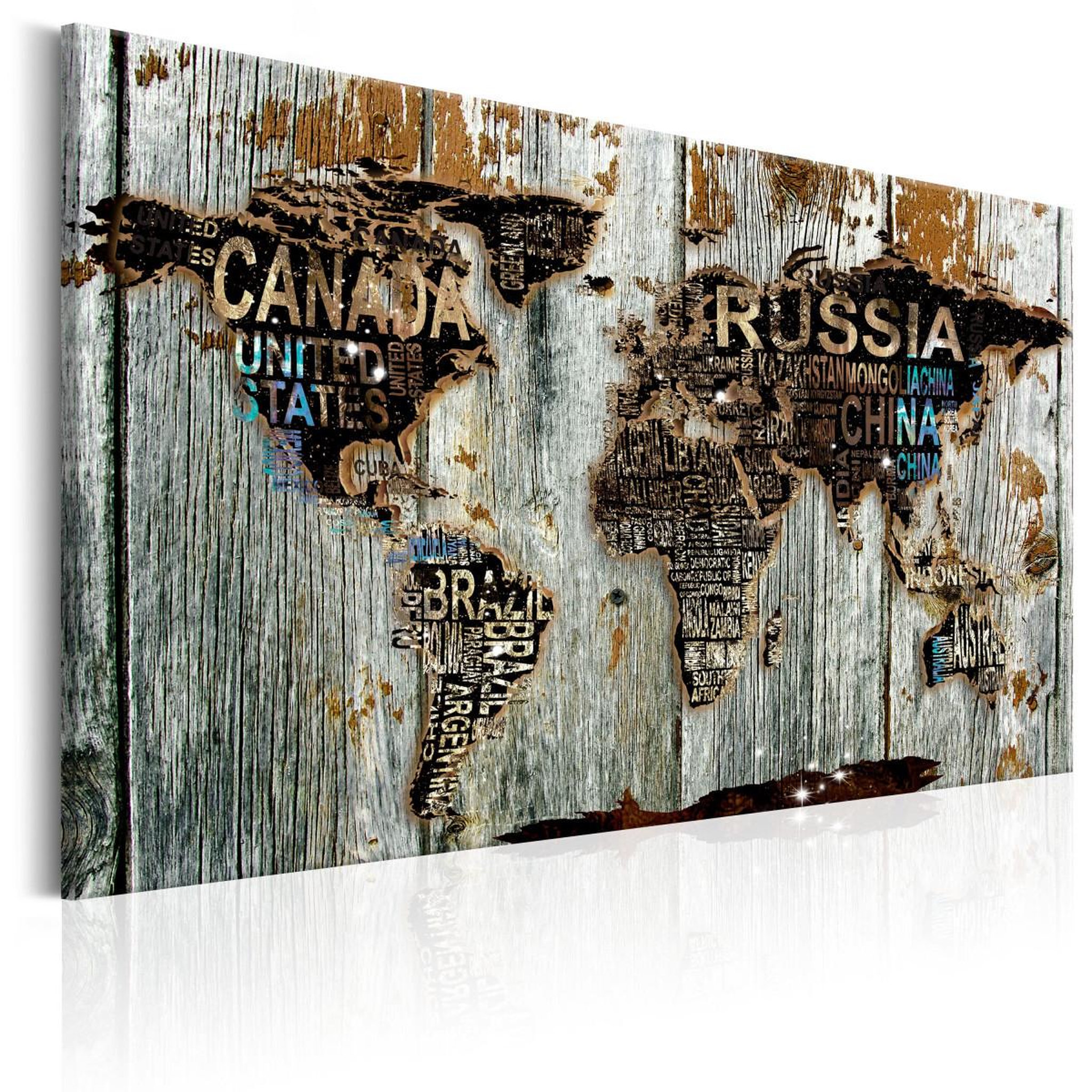 Paris Prix Tableau imprimé  wooden border. Coloris disponibles : Multicolore