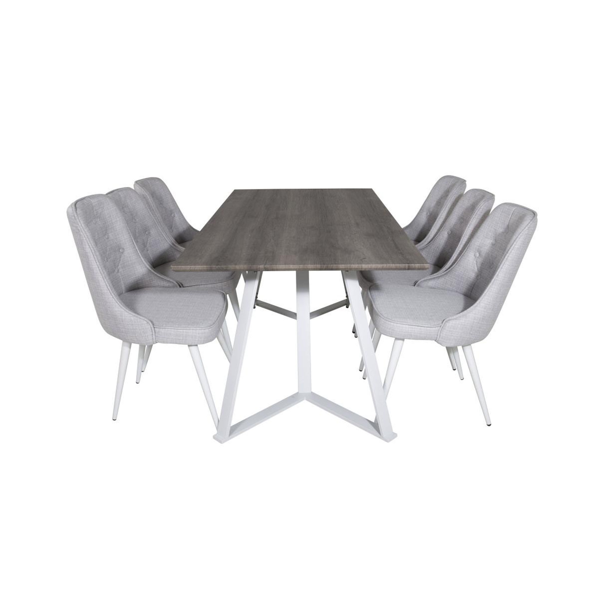 Voir la diapositive 2 : Paris Prix Ensemble table à manger & 6 chaises  marina & deluxe  180cm gris & gris clair