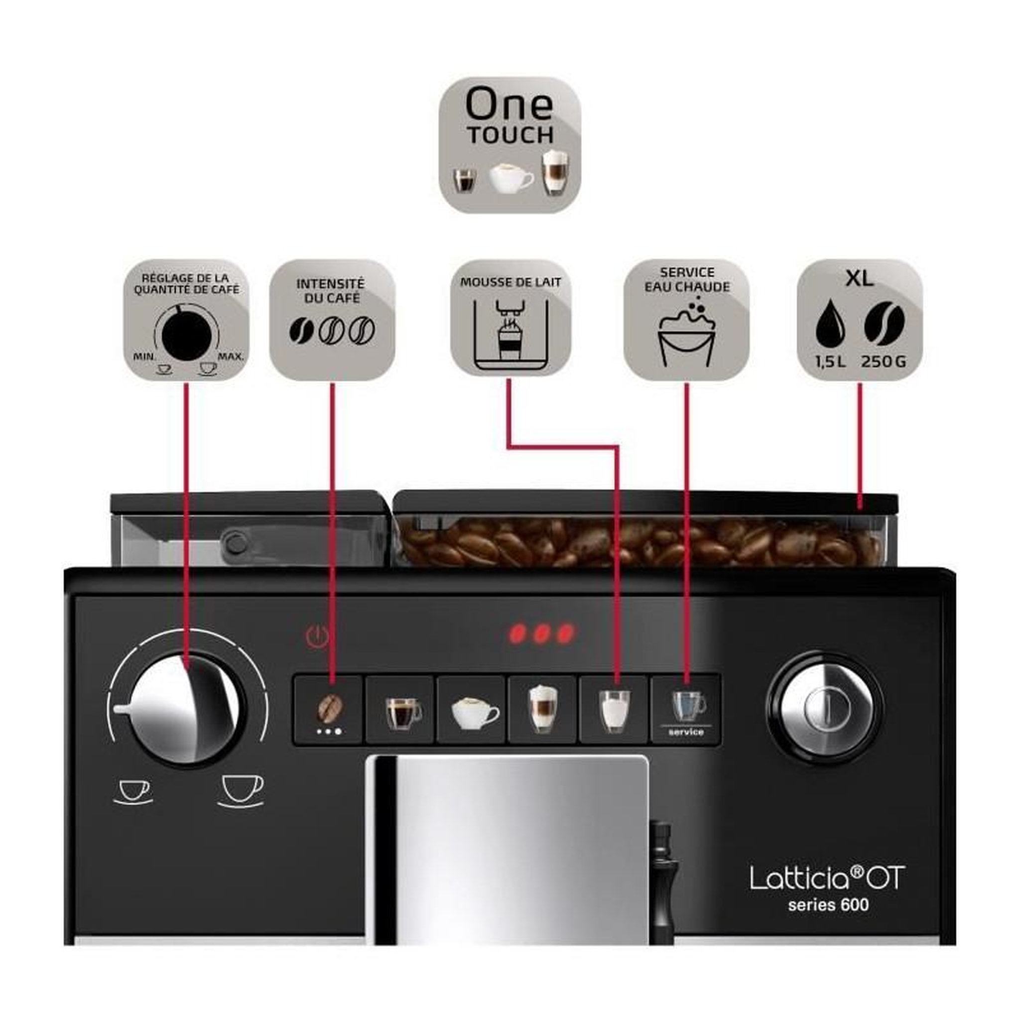 Voir la diapositive 4 : Melitta Machine a café automatique - MELITTA - Latticia OT F300-101 - Argent