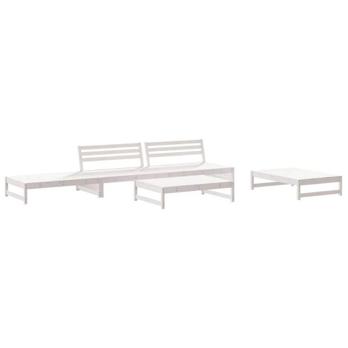 VIDAXL Salon de jardin 5 pcs avec coussins blanc bois massif