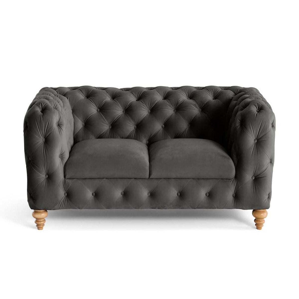 LISA DESIGN Walter - canapé 2 places chesterfield en velours - pieds bois