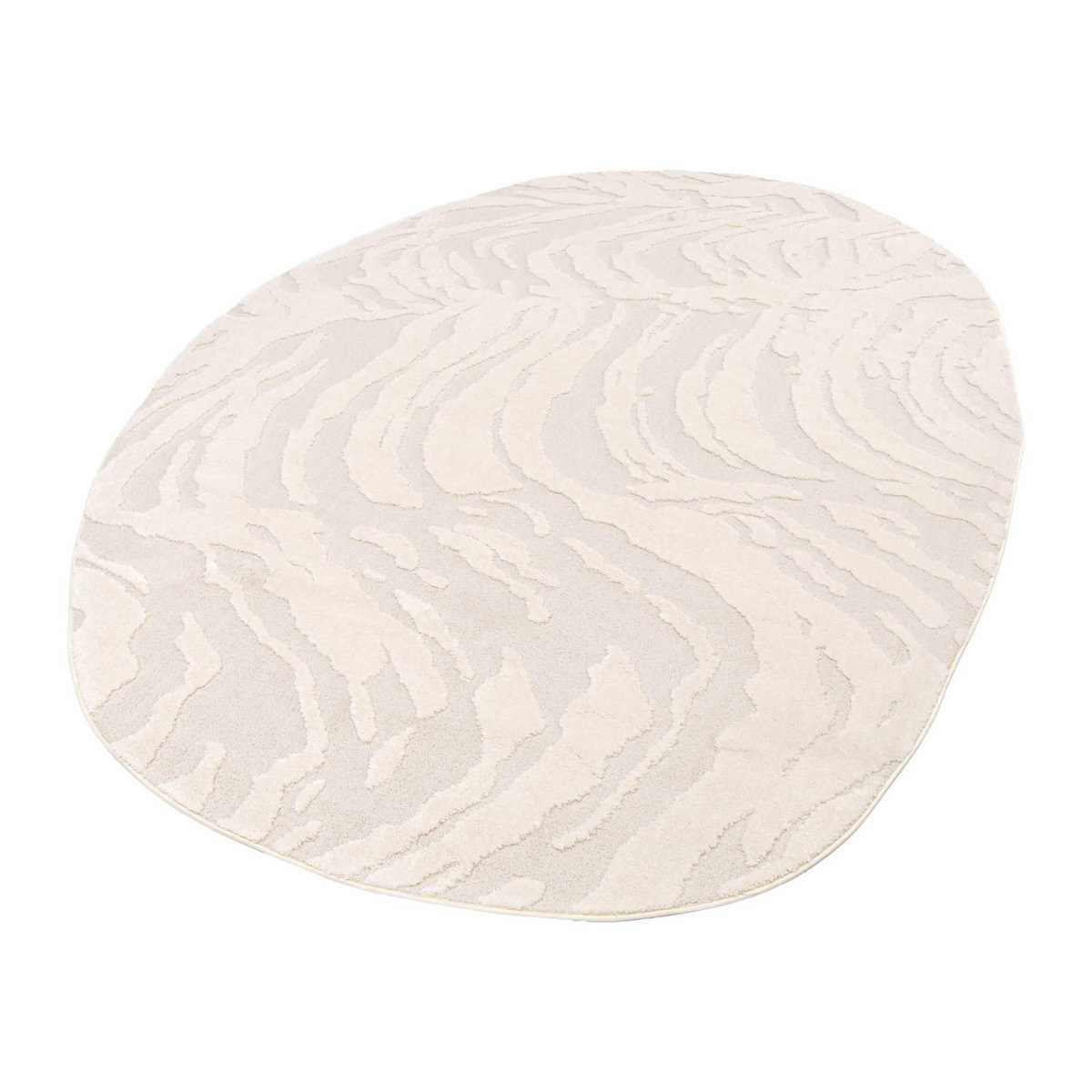 SWEEEK Tapis intérieur forme de galet motif avec relief beige Julianne 160x230cm