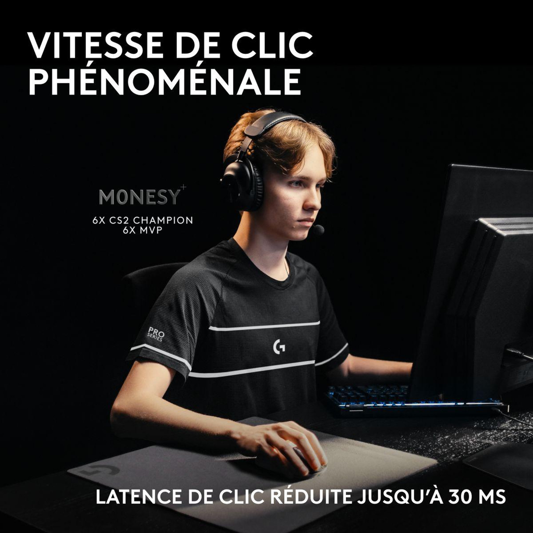 Voir la diapositive 2 : Logitech Souris gamer sans fil pro x2 superstrike lunar eclipse
