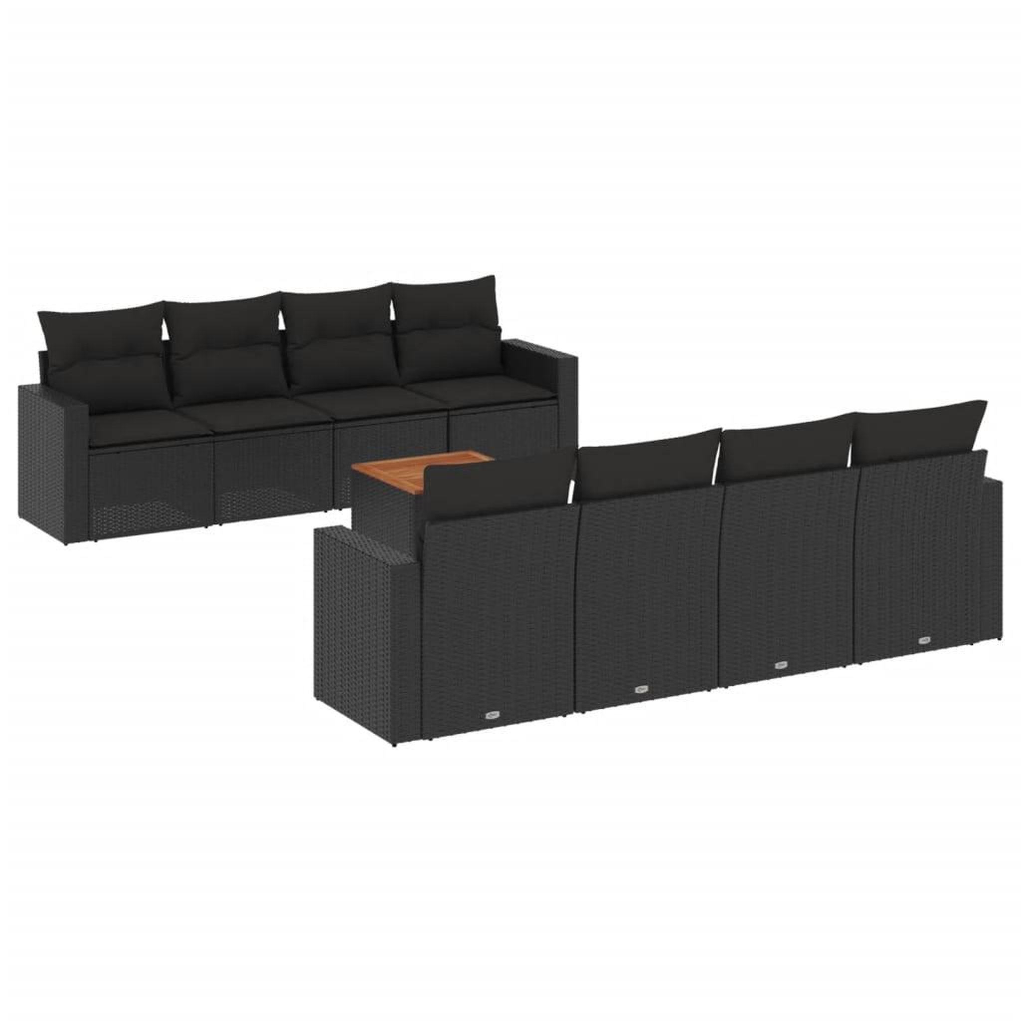 Voir la diapositive 2 : VIDAXL Salon de jardin 9 pcs avec coussins noir resine tressee