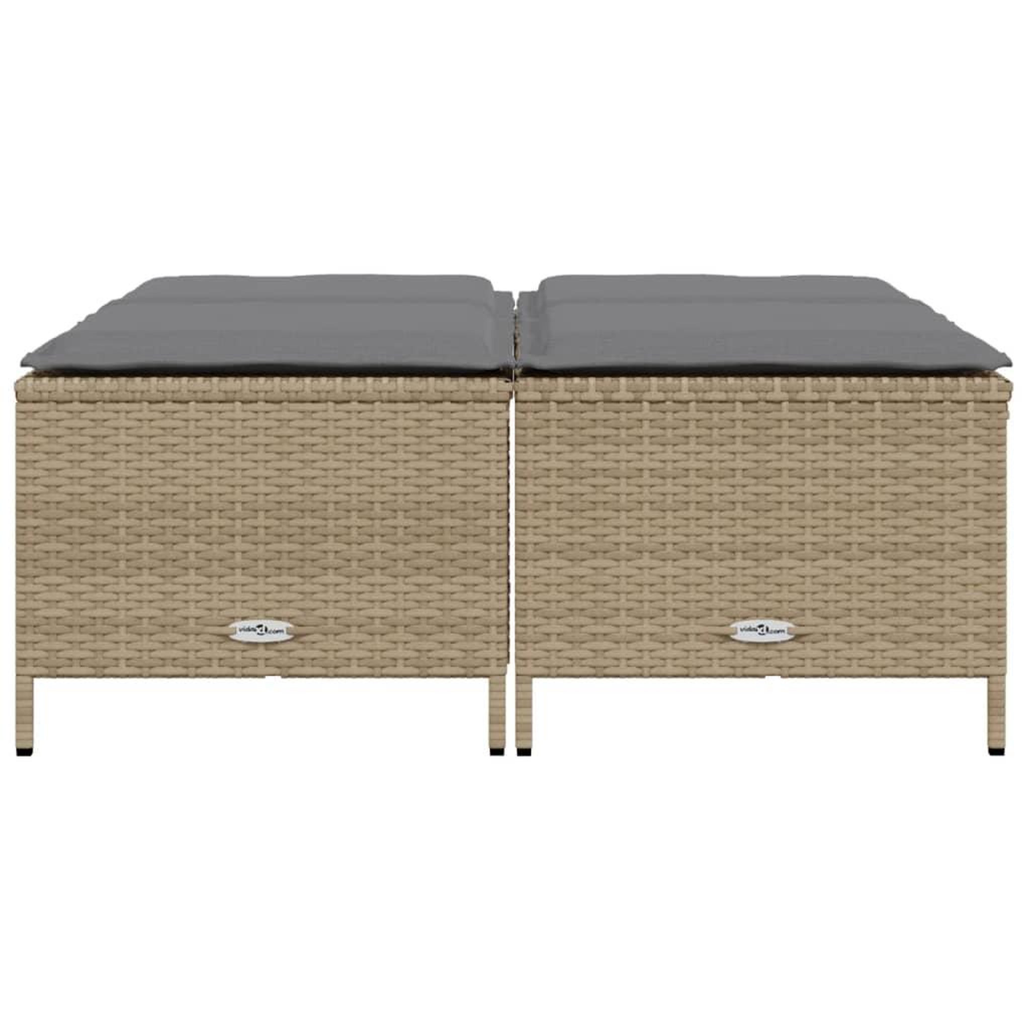 Voir la diapositive 3 : VIDAXL Tabourets de jardin avec coussins lot de 4 beige resine tressee