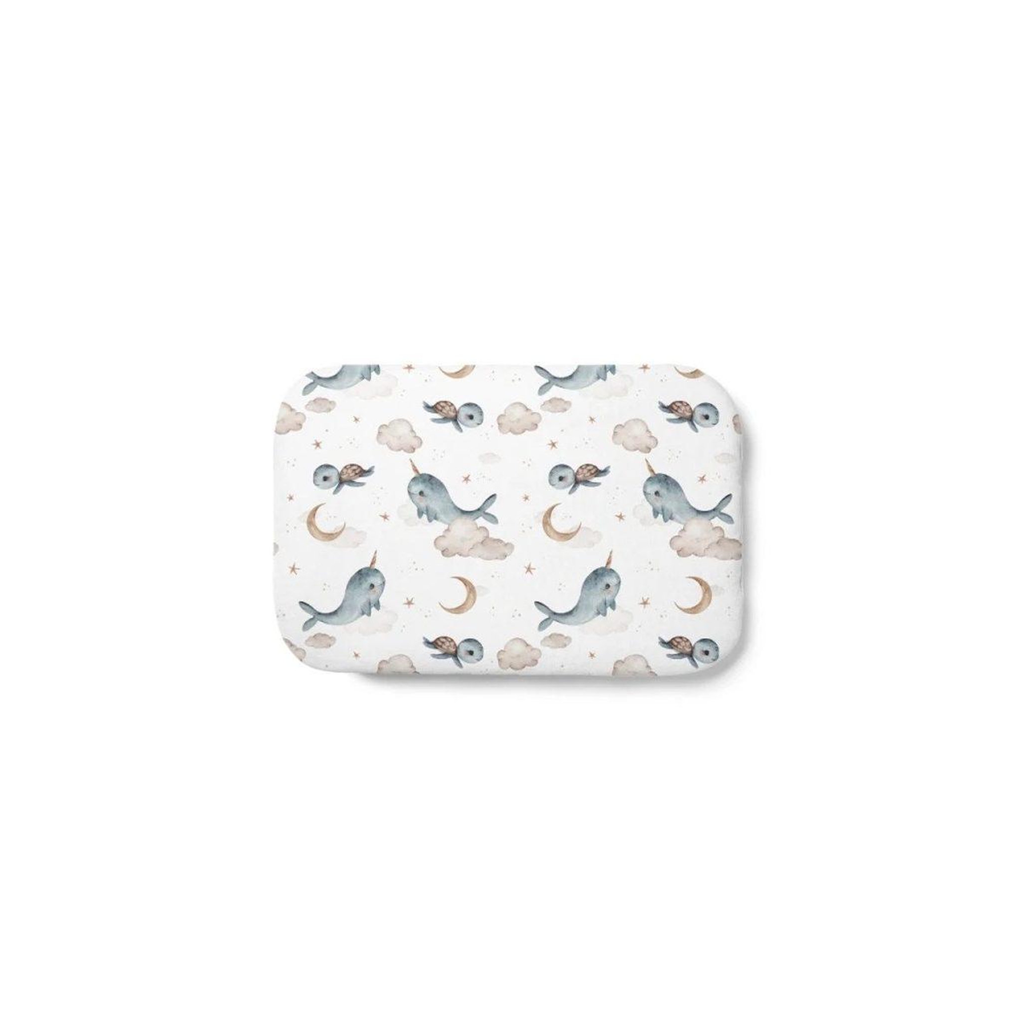 WALDIN Oreiller bébé 60 × 40 cm - motif baleine, blanc