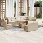 VIDAXL Salon de jardin 11 pcs avec coussins beige resine tressee