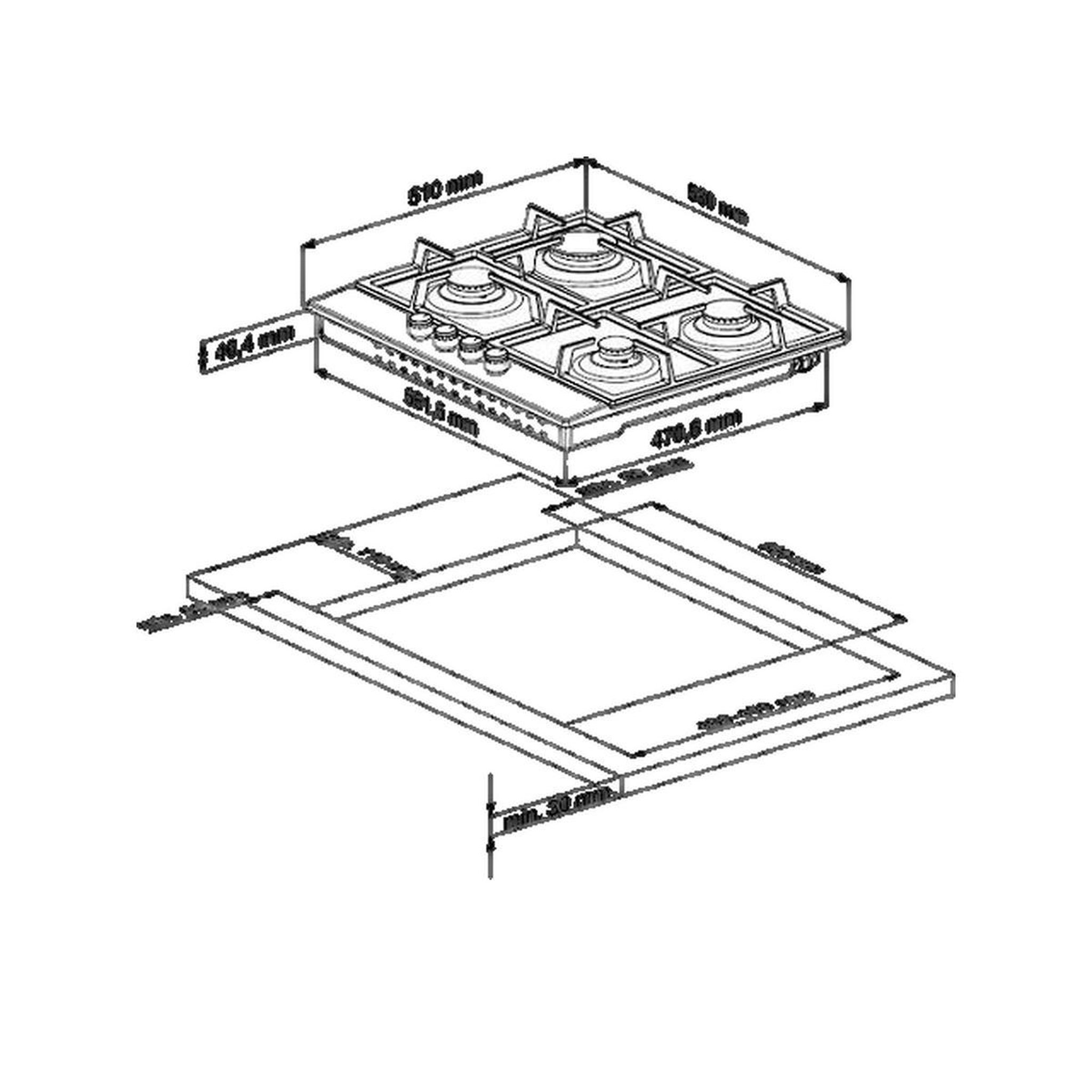 Voir la diapositive 2 : Beko Plaque de cuisson gaz hilg64220s noire 4 foyers