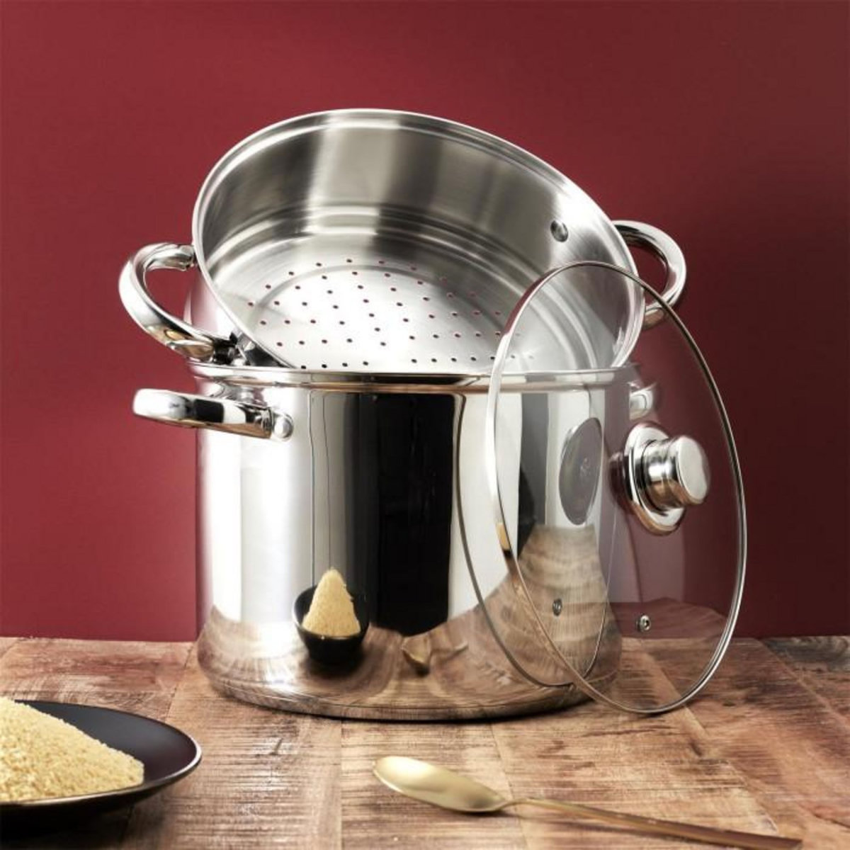 Paris Prix Couscoussier en Inox  Induction  8L Argent