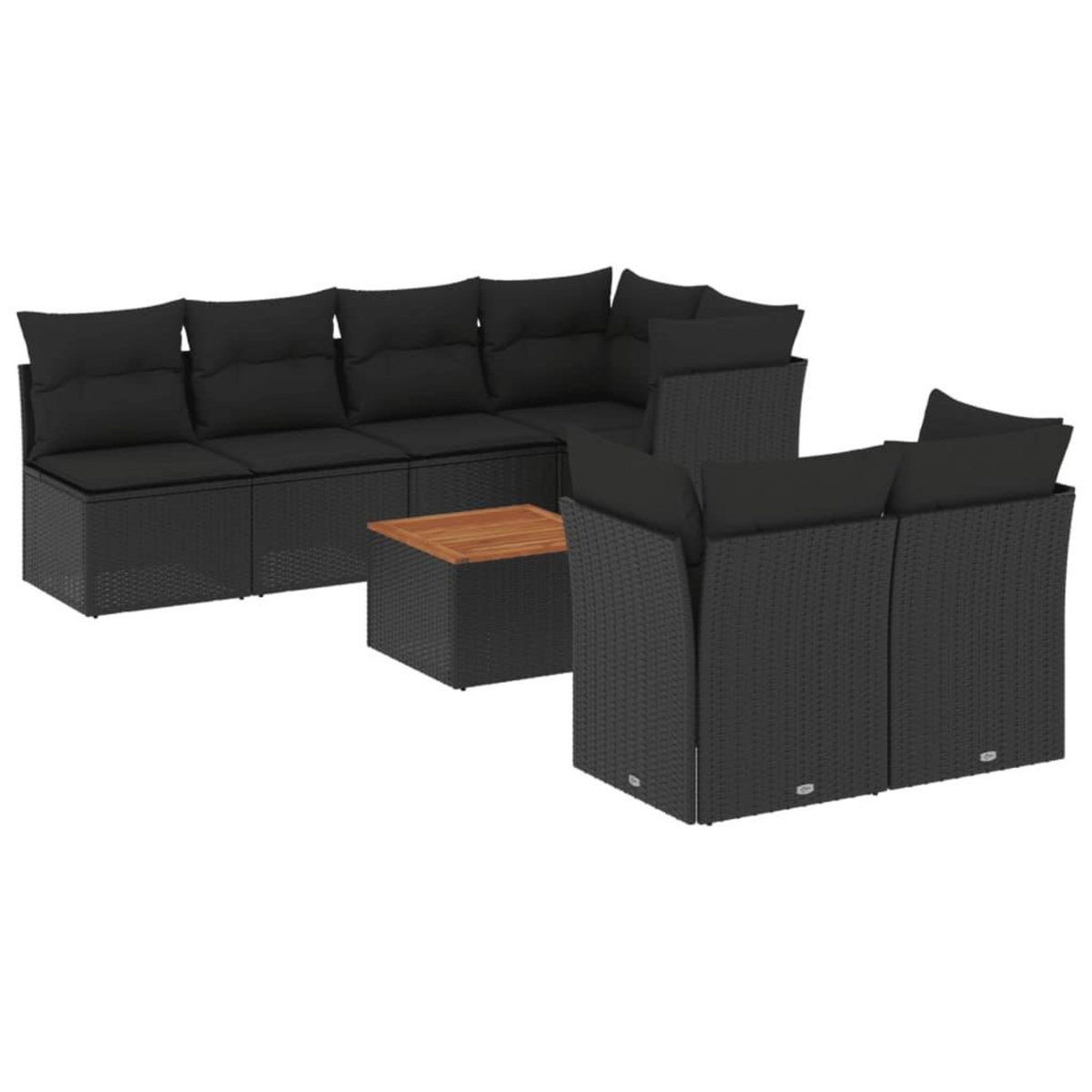 VIDAXL Salon de jardin 8 pcs avec coussins noir resine tressee