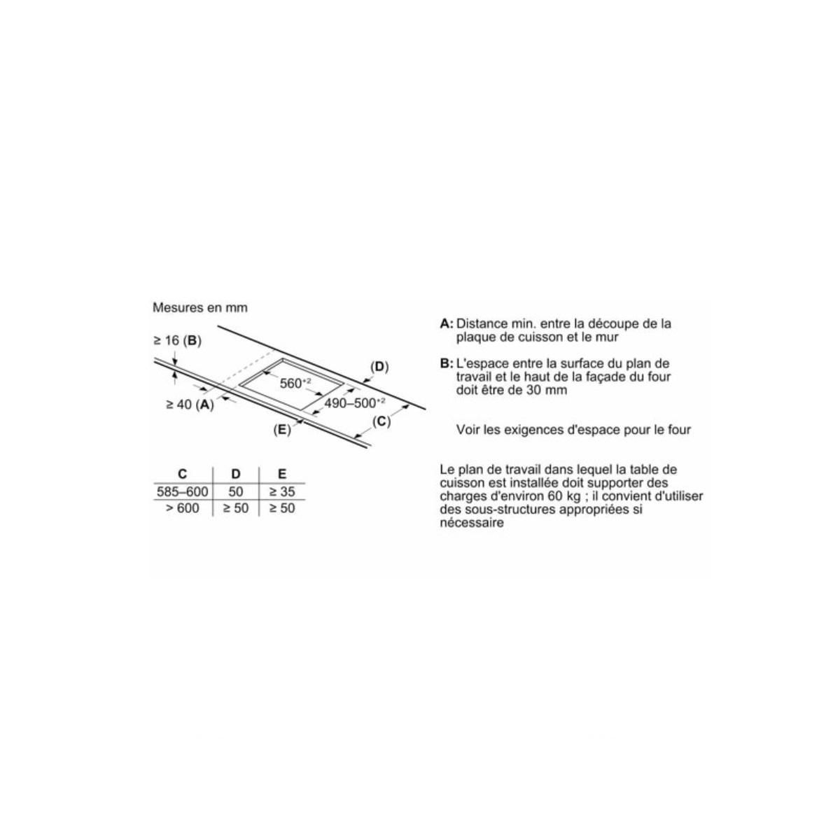 BOSCH Table de cuisson à induction 59.2cm 4 foyers 7400w noir - PIX631HC1H