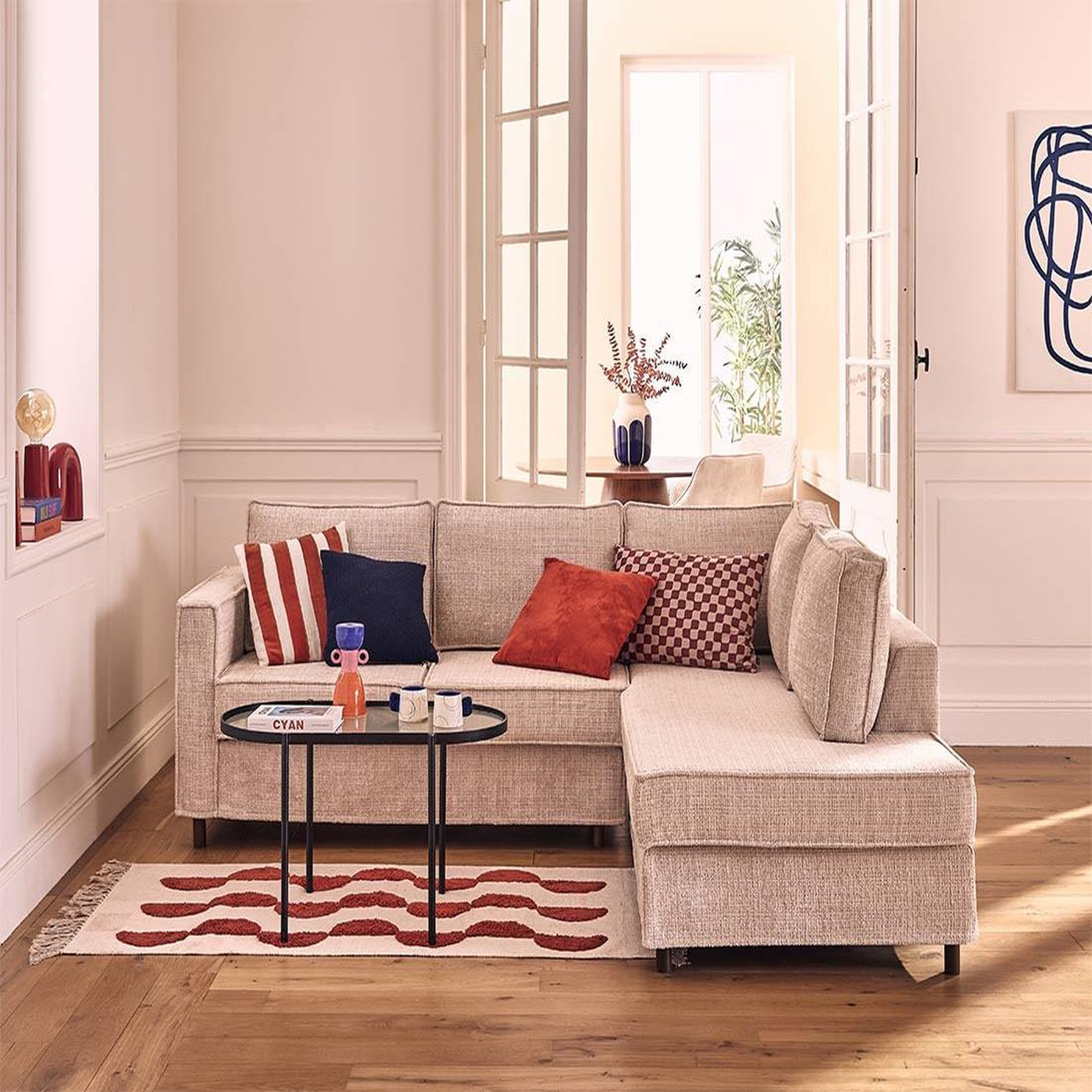 Voir la diapositive 1 : LISA DESIGN Jake - canapé déhoussable d'angle droit 5 places en velours texturé