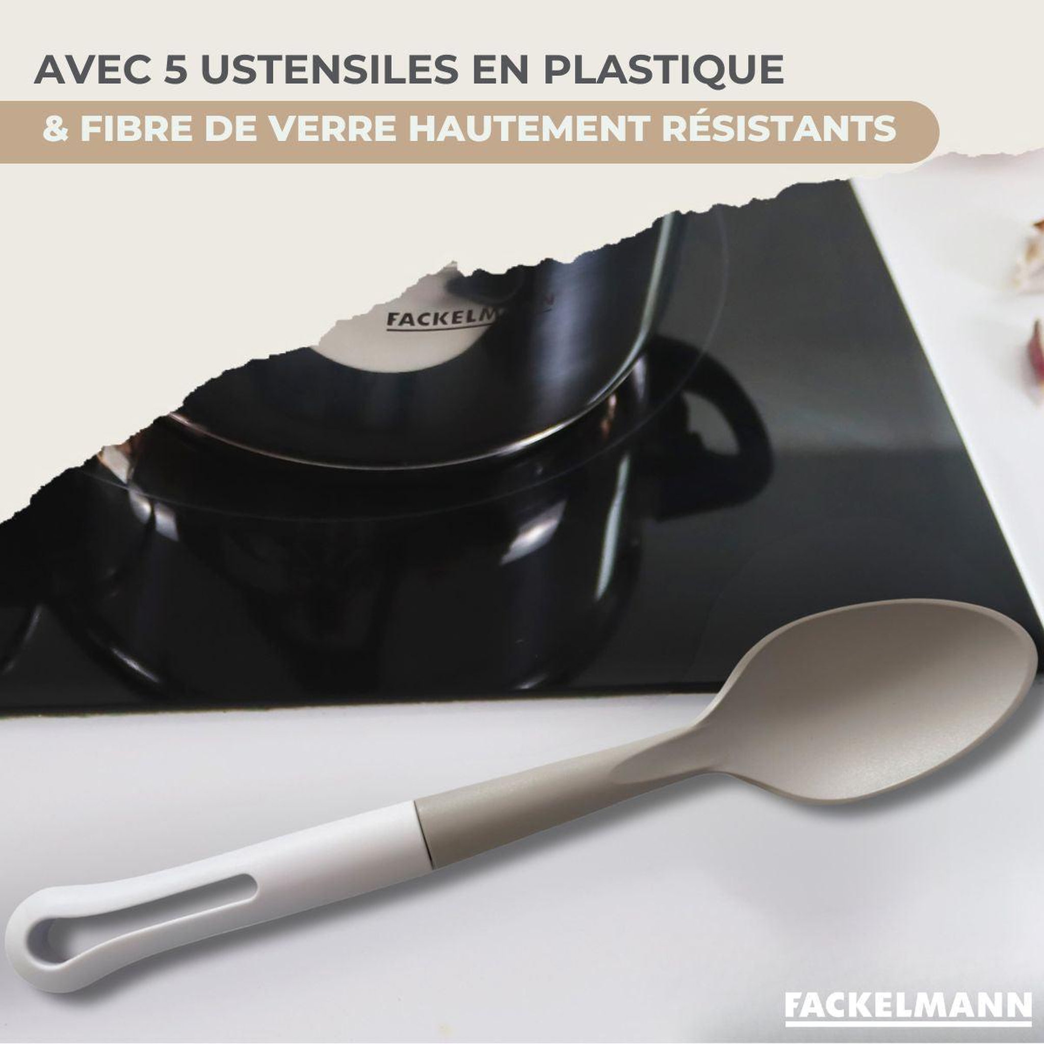 Voir la diapositive 6 : Fackelmann Batterie de cuisine avec 4 poêles 16/20/24/28 cm et 3 casseroles 16/18/20 cm avec 5 ustensiles de cuisine sans pfas fackelmann brandao vario