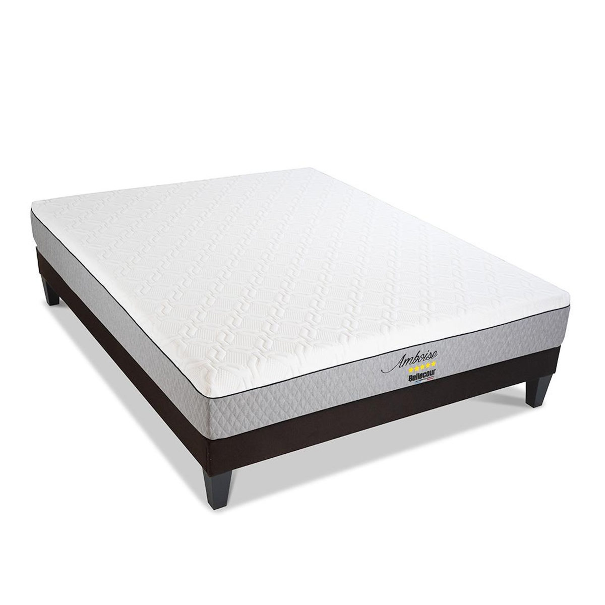 BELLECOUR BELLECOUR LITERIE | Ensemble AMBOISE | Matelas Mémoire de forme + Sommier Bois