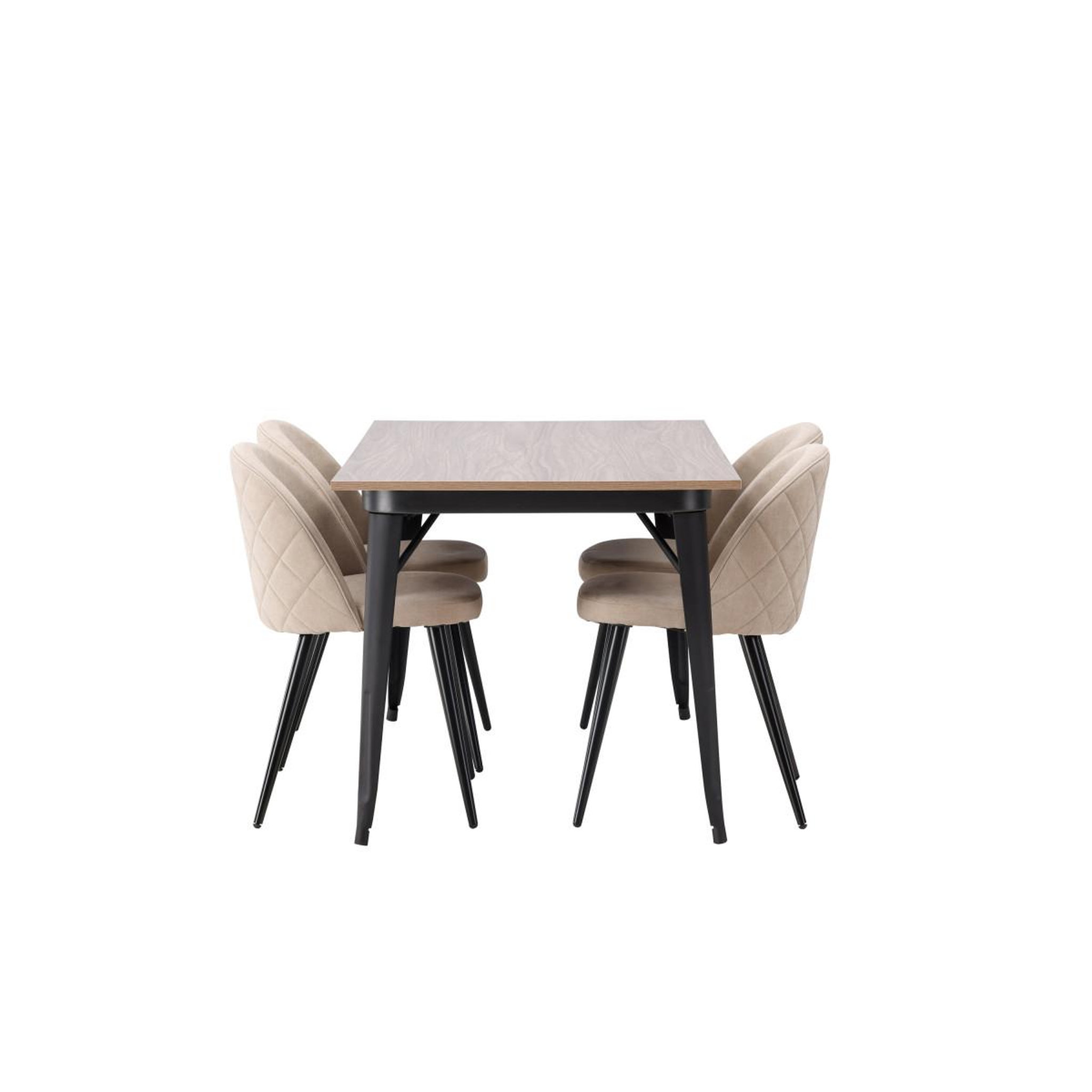 Voir la diapositive 3 : Paris Prix Ensemble table à manger & 4 chaises  tempe & velvet  140cm naturel & beige