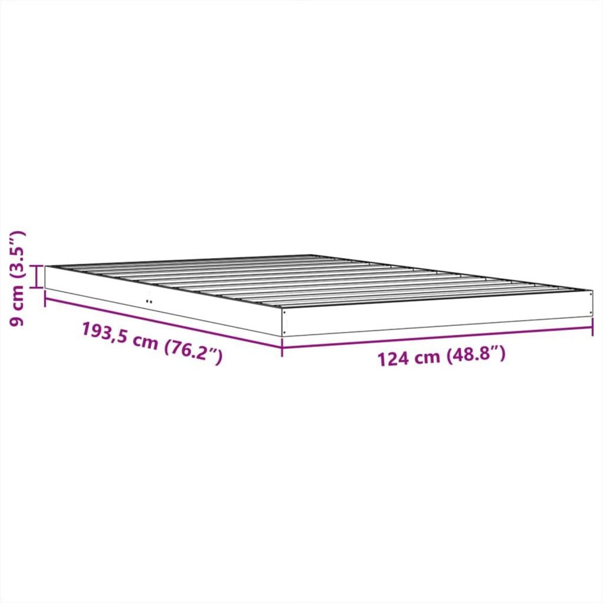 VIDAXL Cadre de lit sans matelas cire marron 120x190cm bois pin massif