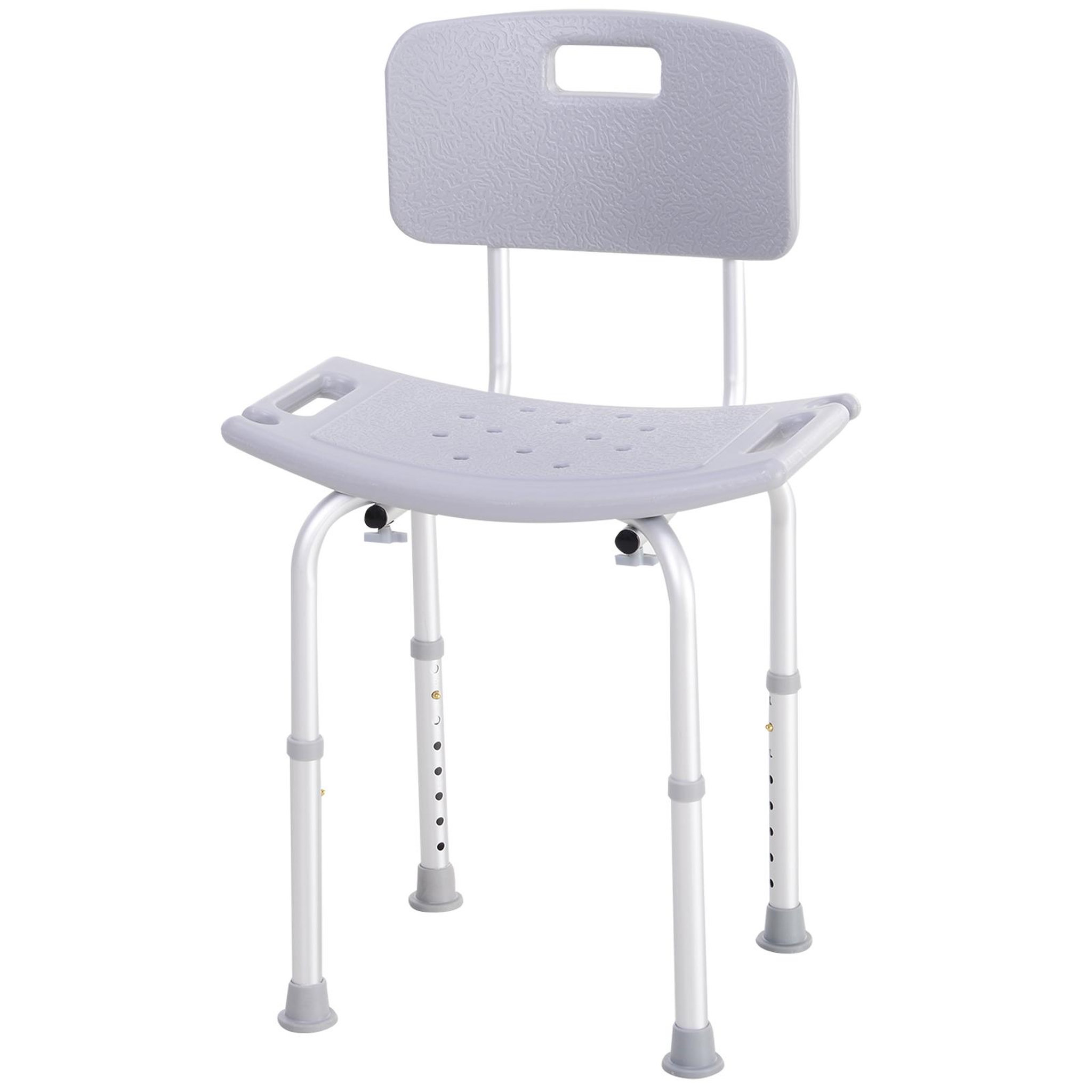 HOMCOM Chaise de douche siège de douche ergonomique hauteur réglable pieds antidérapants charge max. 136 Kg alu HDPE gris