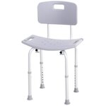 HOMCOM Chaise de douche siège de douche ergonomique hauteur réglable pieds antidérapants charge max. 136 Kg alu HDPE gris