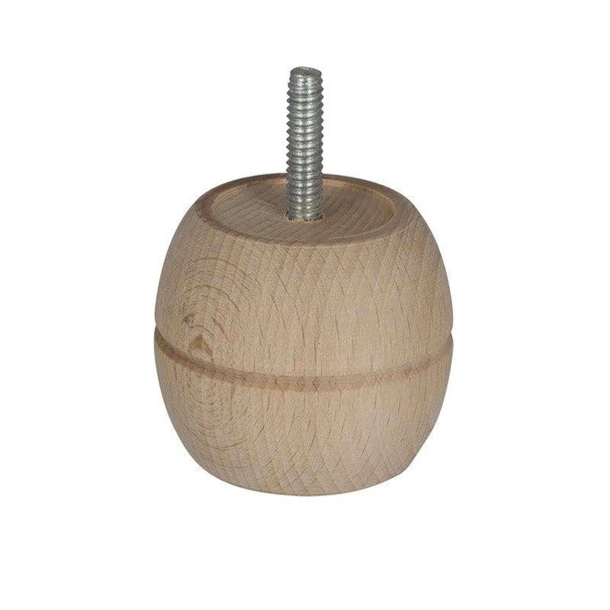 CIME Pied De Meuble Boule Fixe Hêtre Brut Blanc/Beige, 4 Cm