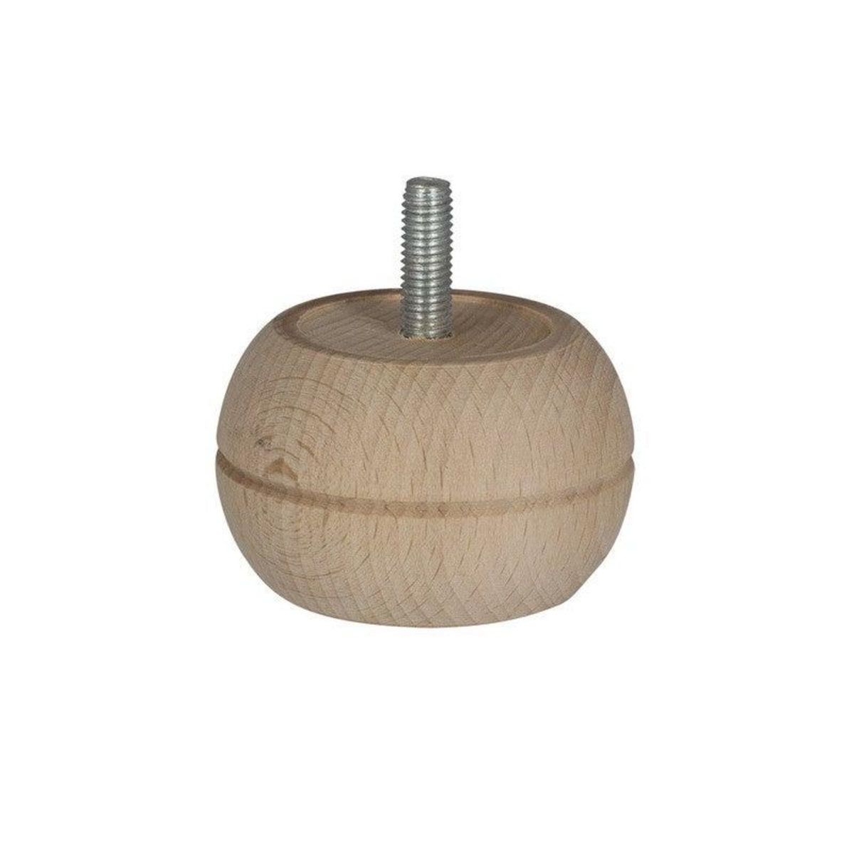 CIME Pied De Meuble Boule Fixe Hêtre Brut Blanc/Beige, 4 Cm