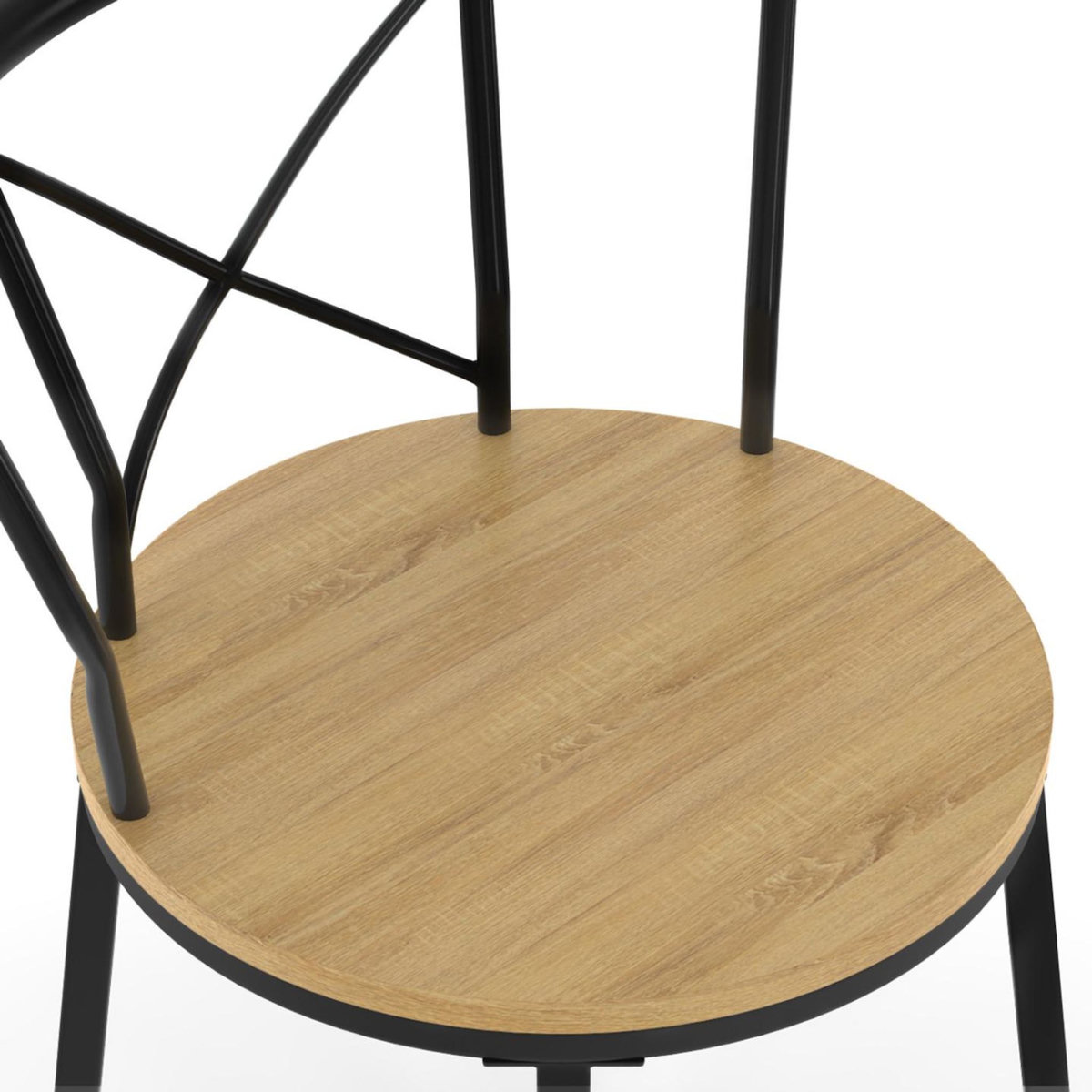 ID MARKET Lot de 4 tabourets de bar bistrot DETROIT avec dossier arrondis design industriel