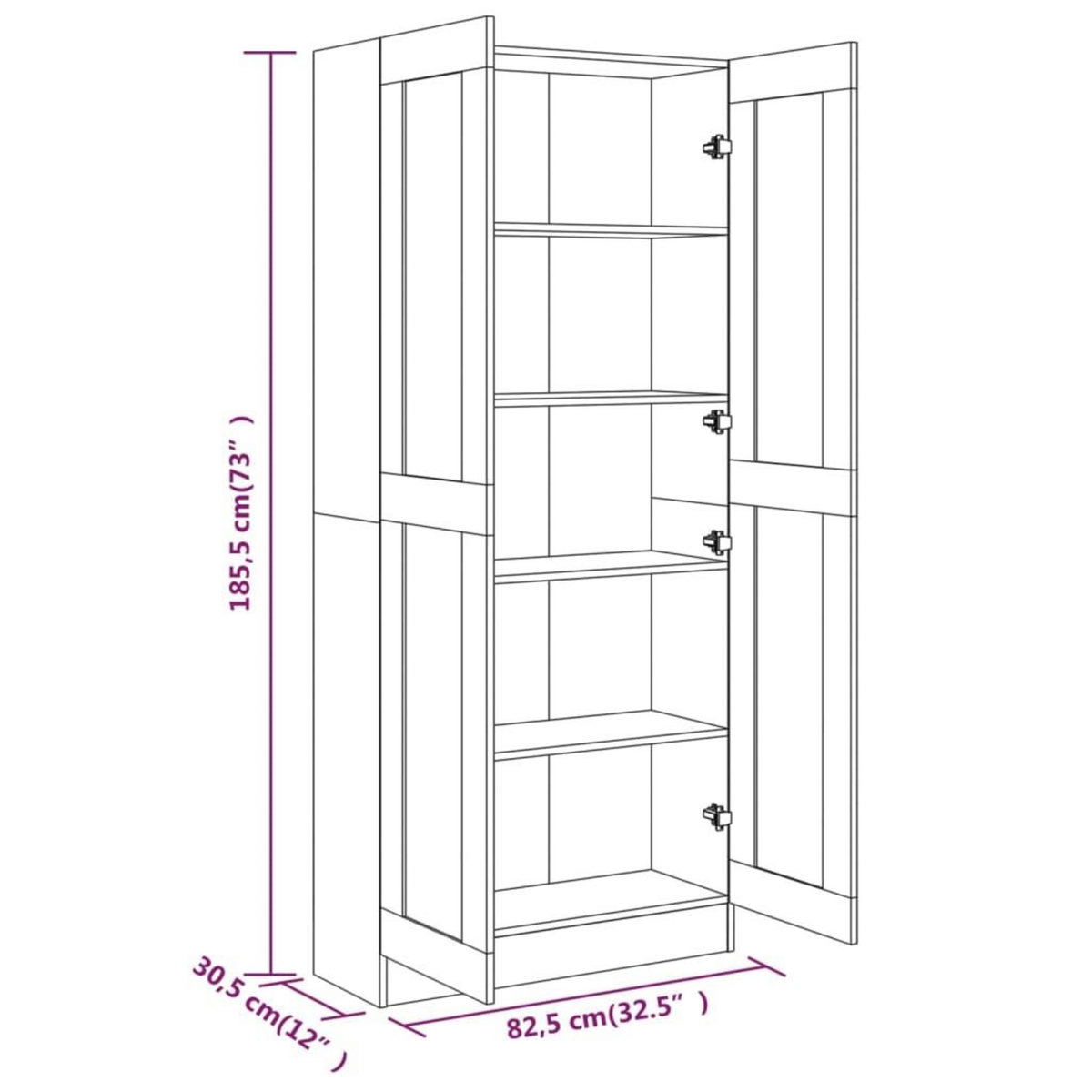 VIDAXL Armoire a livres Chene fume 82,5x30,5x185,5cm Bois d'ingenierie