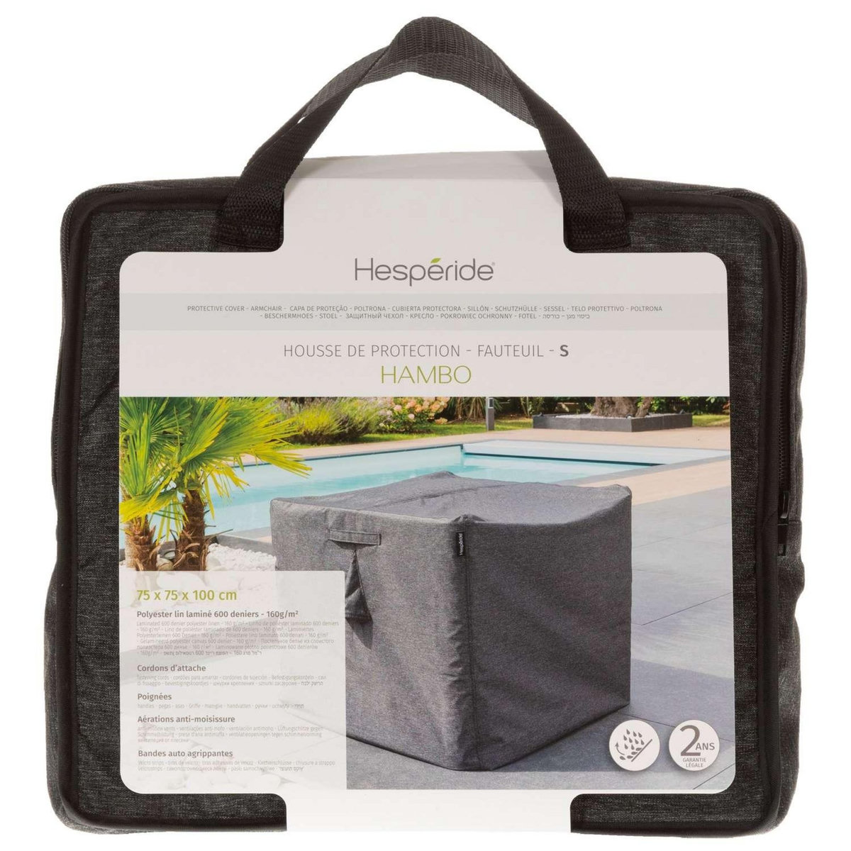 HESPERIDE Housse de protection pour fauteuil S HAMBO - 75 x 75 x 100 cm - Gris