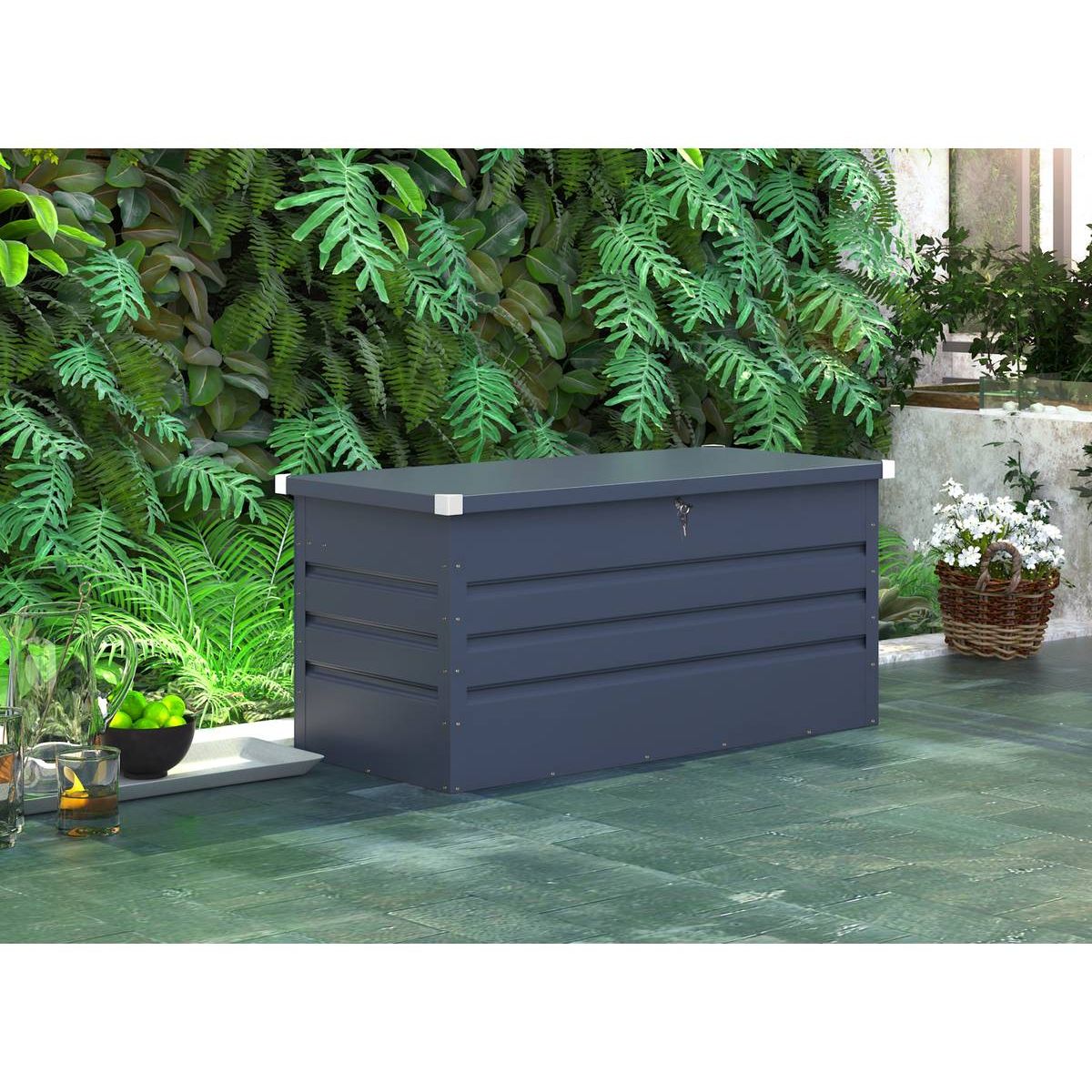 Habitat et Jardin Coffre de jardin métal  Store  - 680 L - 165 x 69 x 60 cm - Gris