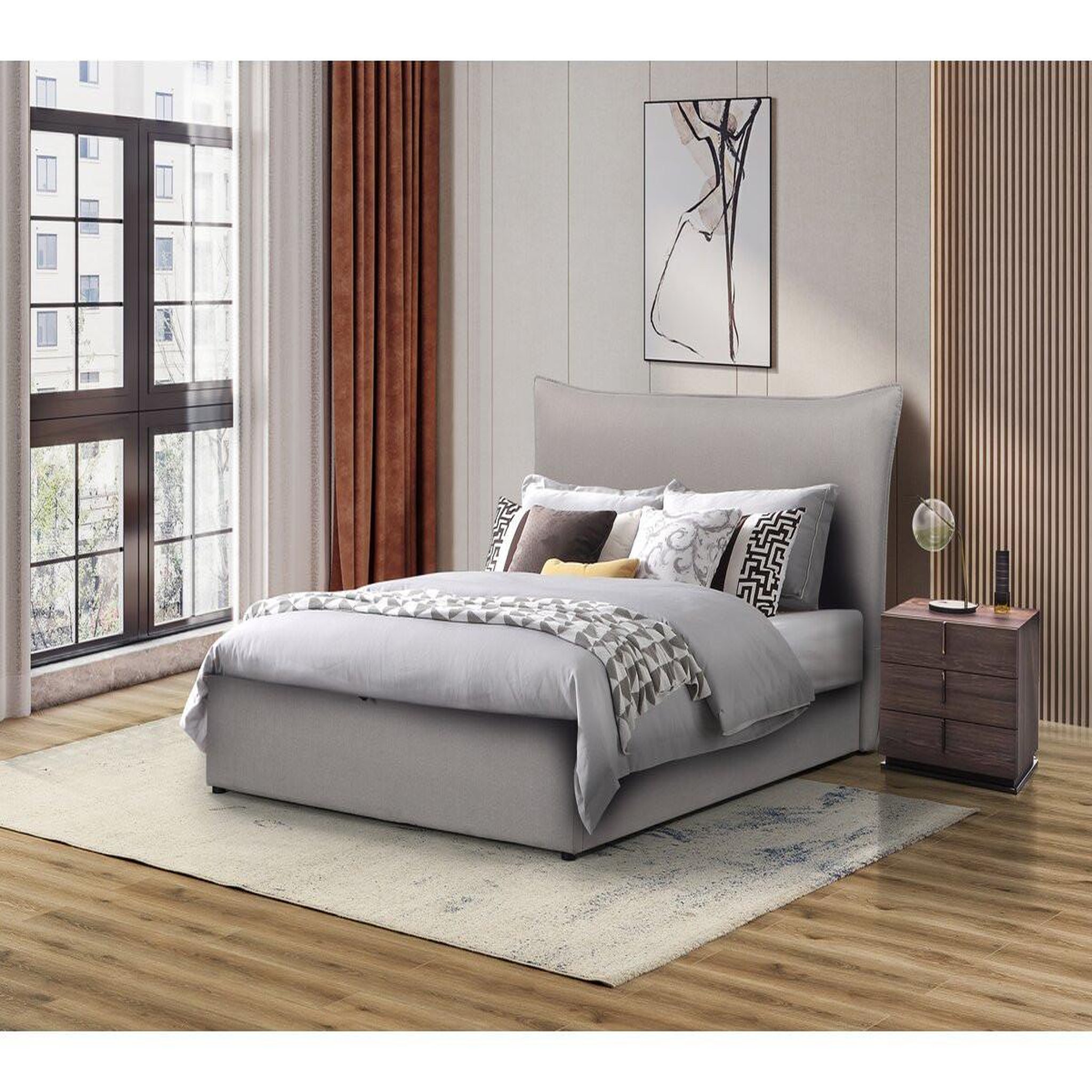 Voir la diapositive 2 : Habitat et Jardin Lit coffre double  megeve  140 x 200 cm - gris