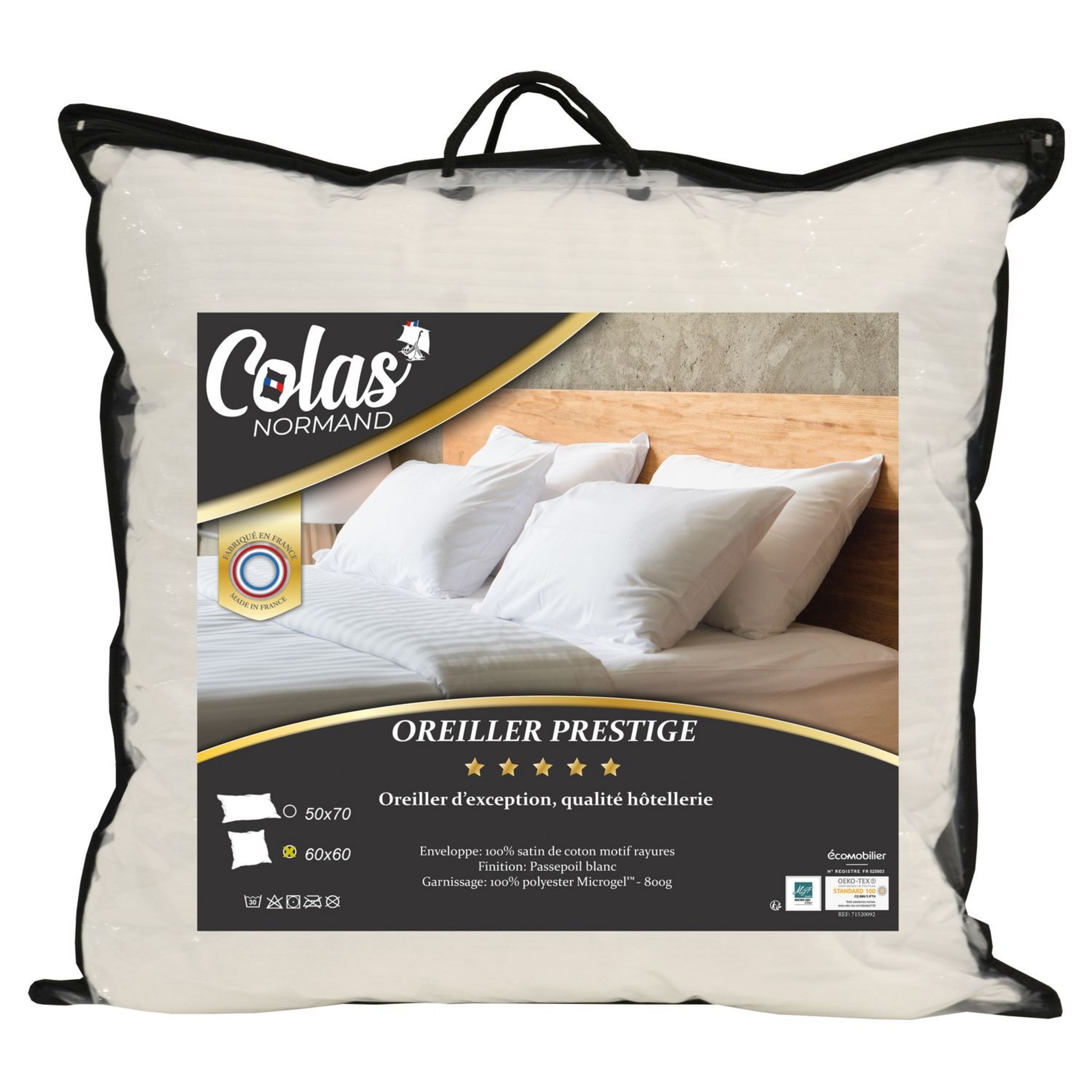 COLAS NORMAND Nackenrolle – 40 X 90 Cm, Perkal-Baumwolle, Flach, Made In France