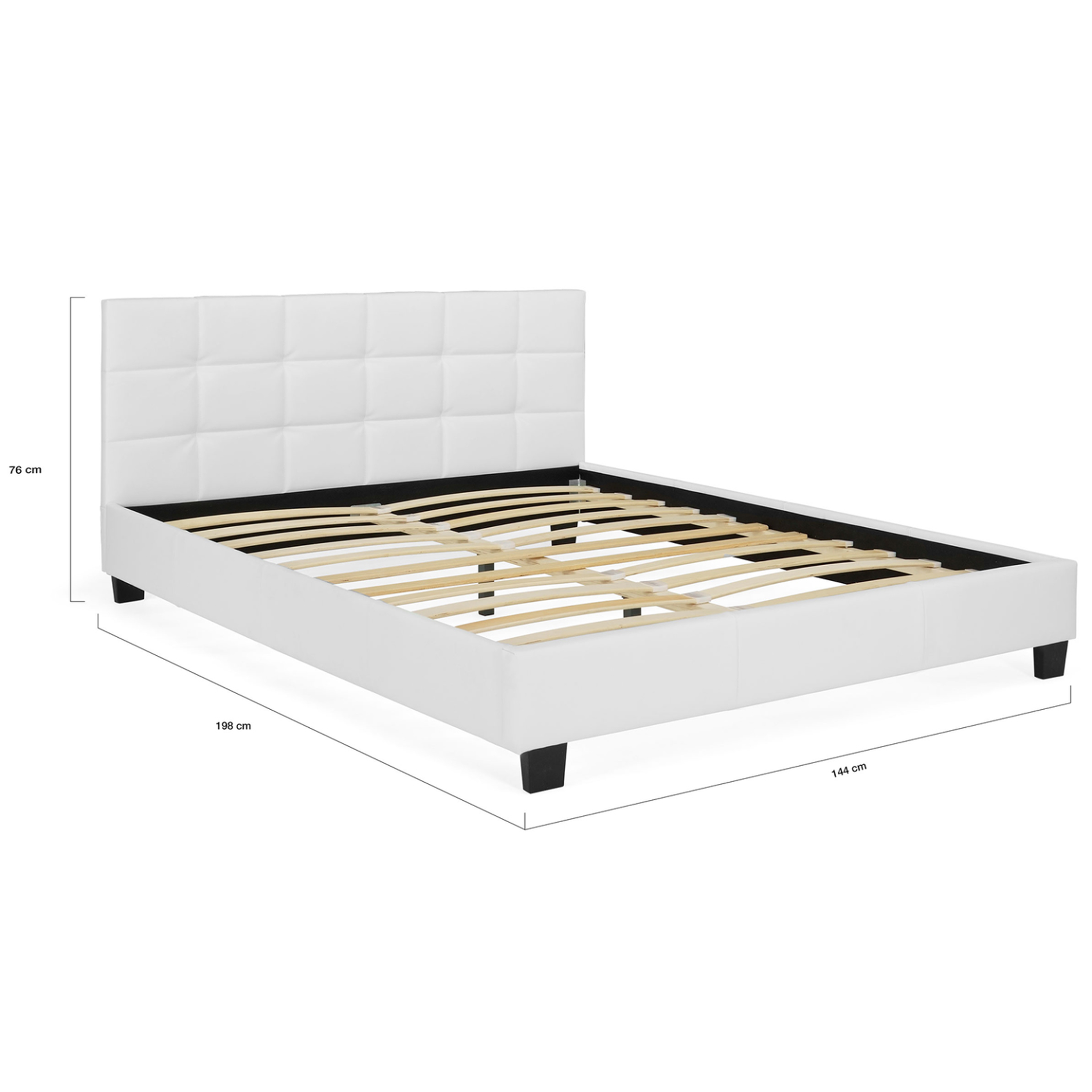 Voir la diapositive 4 : ID MARKET Lit double charlotte avec tête de lit et sommier 140 x 190 cm pvc blanc