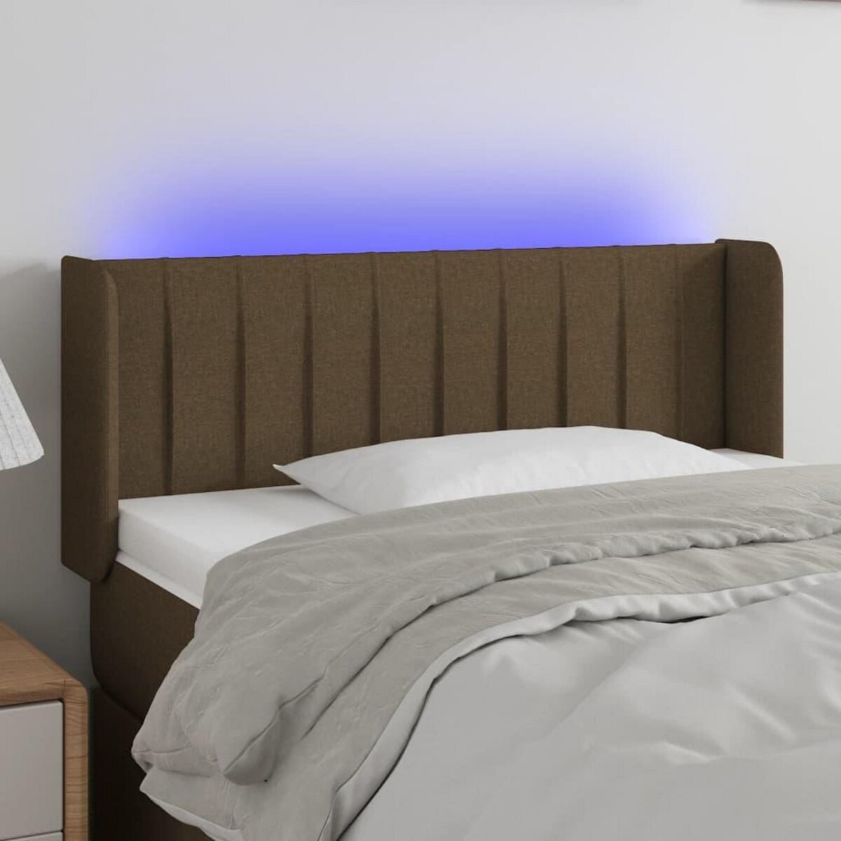 VIDAXL Tete de lit a LED Marron fonce 103x16x78/88 cm Tissu