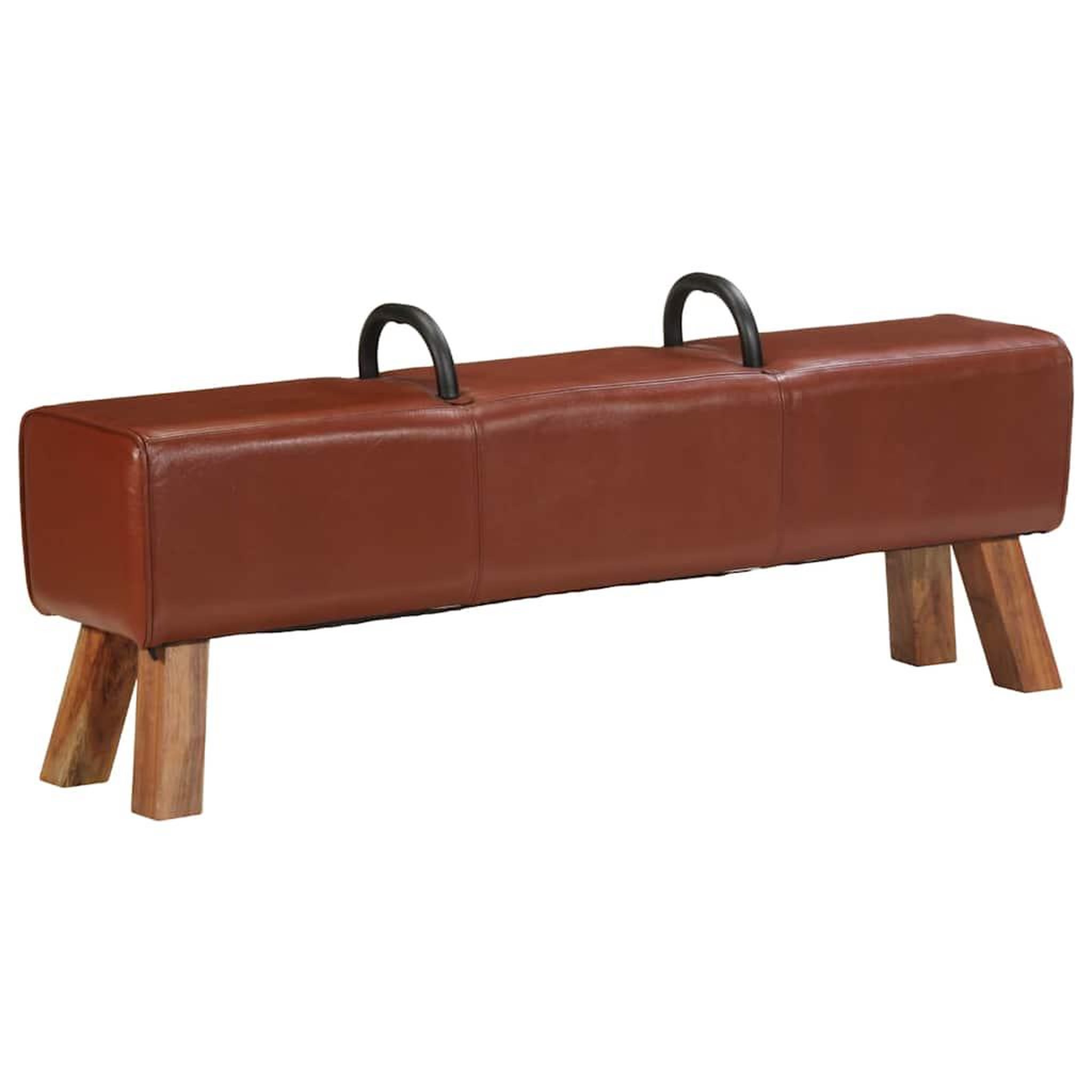 VIDAXL Banc cheval d'arçon vintage Cuir veritable de chevre