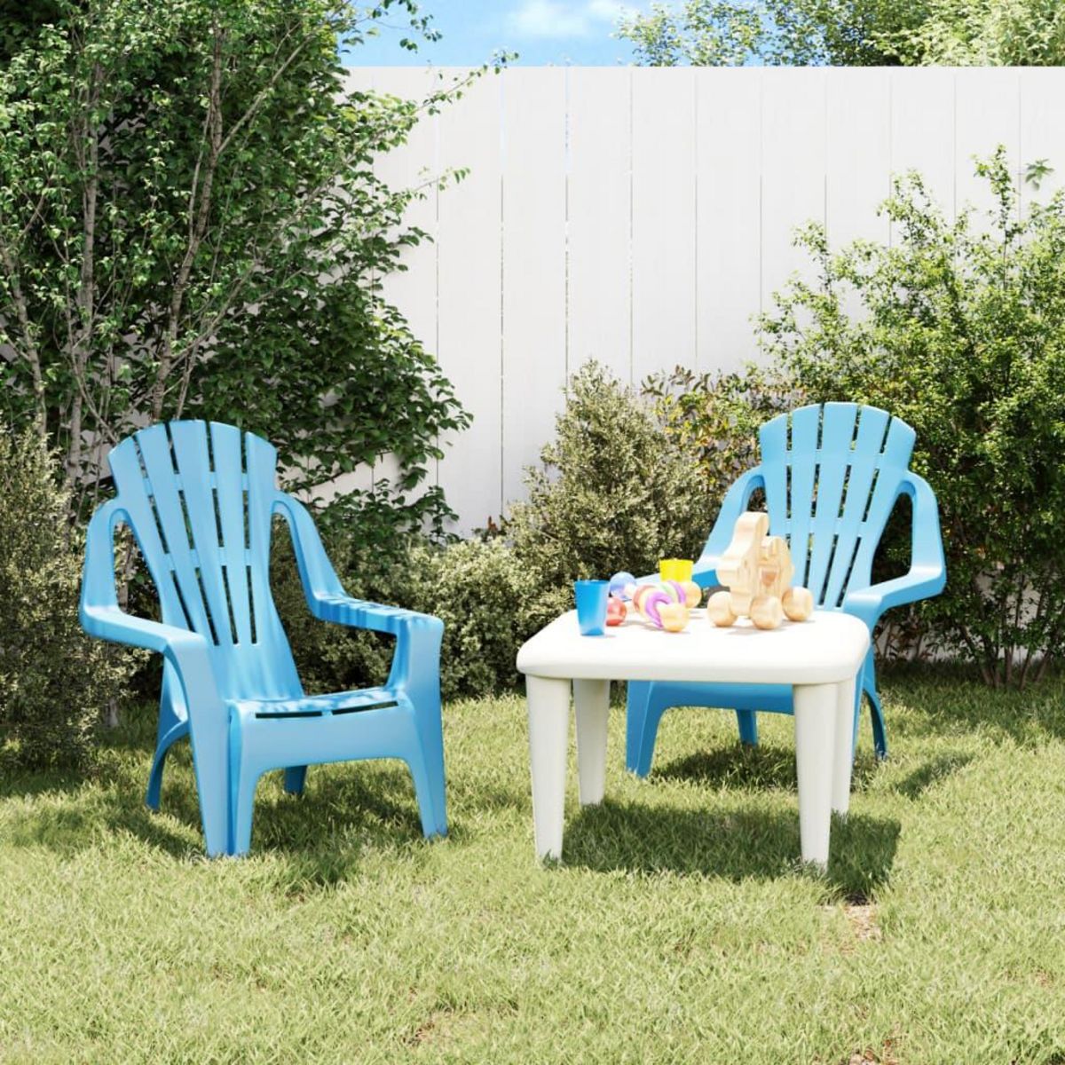 VIDAXL Chaises de jardin pour enfants lot de 2 bleu 37x34x44 cm PP