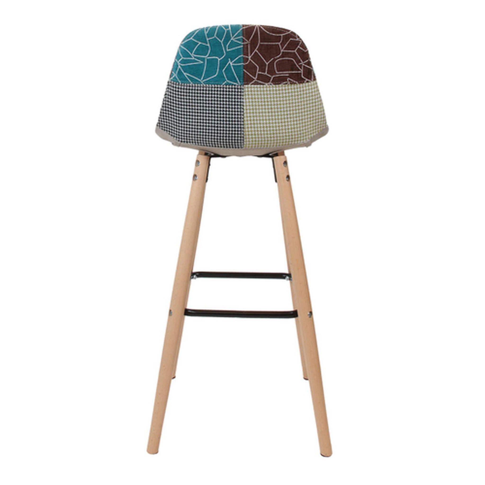Voir la diapositive 3 : The Home Deco Factory Tabouret de bar scandinave patchwork Riga - H. 92 cm - Beige