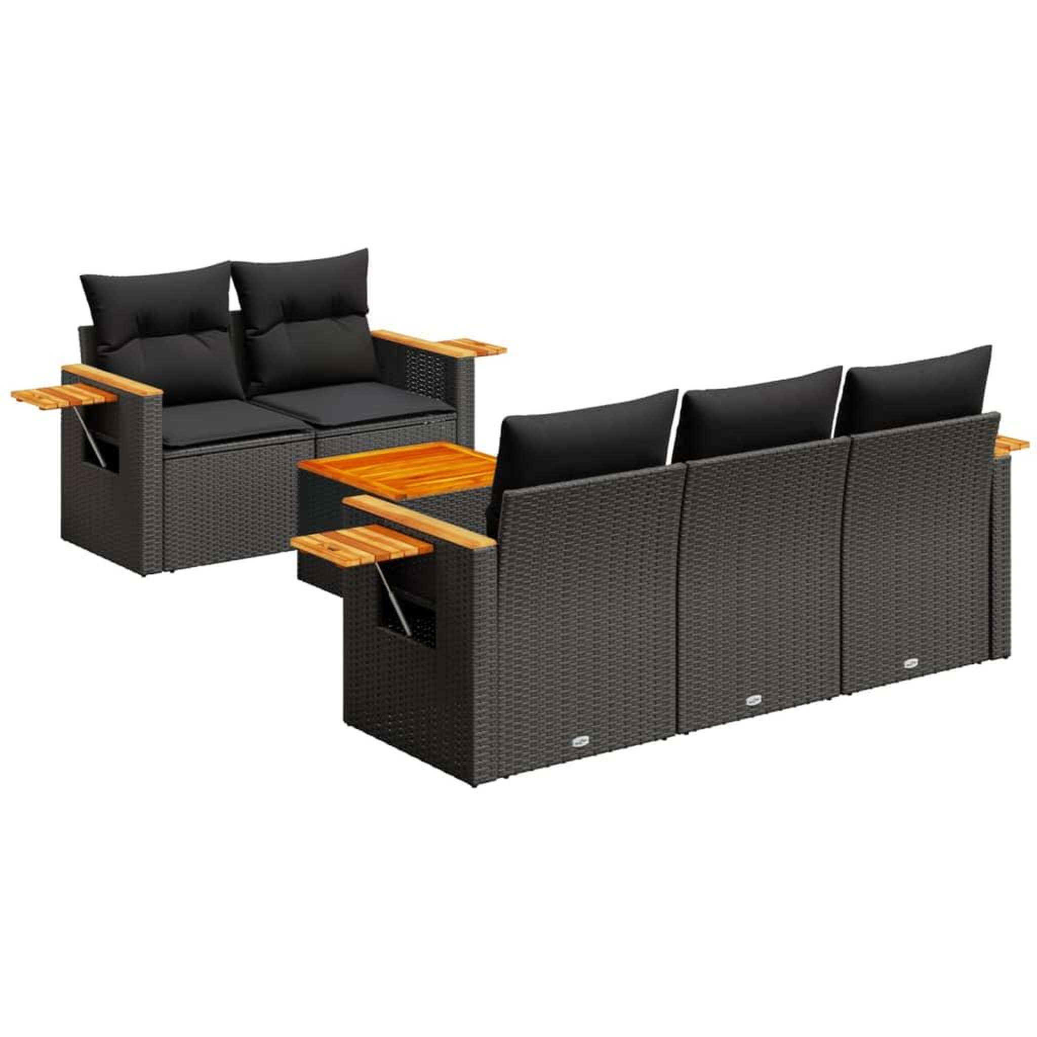 Voir la diapositive 2 : VIDAXL Salon de jardin 6 pcs avec coussins noir resine tressee