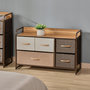 Voir la diapositive 4 : HOMCOM Commode meuble de rangement 5 tiroirs en tissu 87,5 x 29 x 58 cm Marron et beige