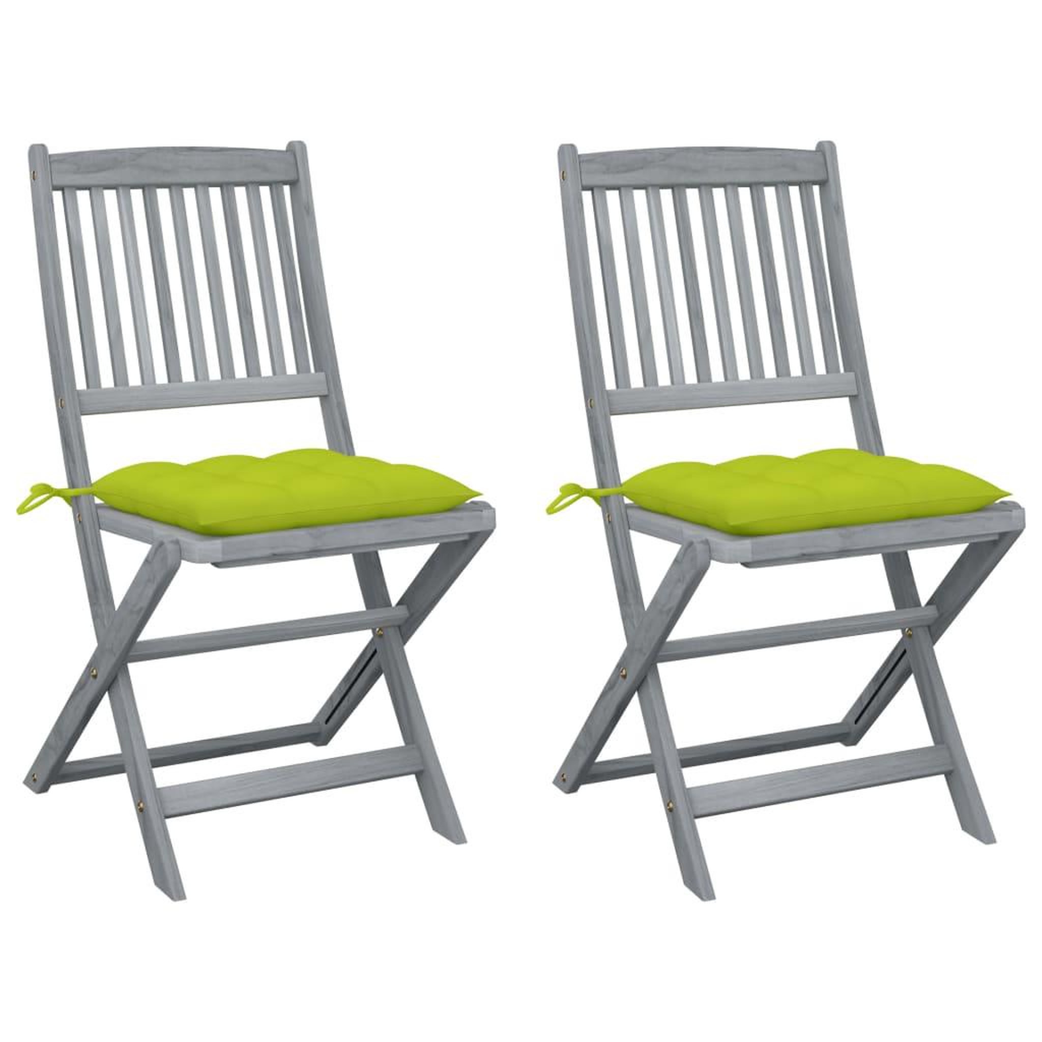 Voir la diapositive 1 : VIDAXL Chaises pliables d'exterieur lot de 2 et coussins Bois d'acacia