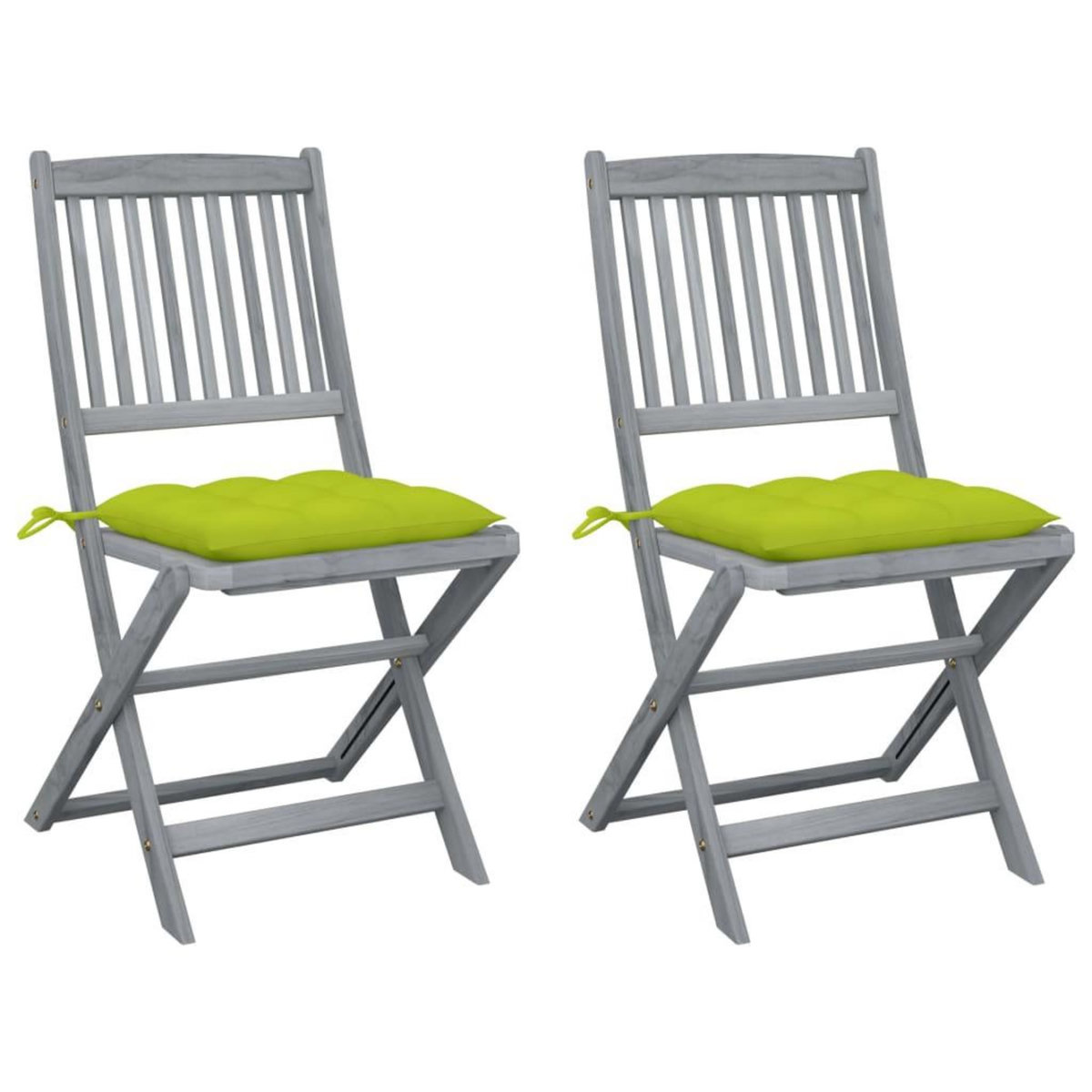 VIDAXL Chaises pliables d'exterieur lot de 2 et coussins Bois d'acacia