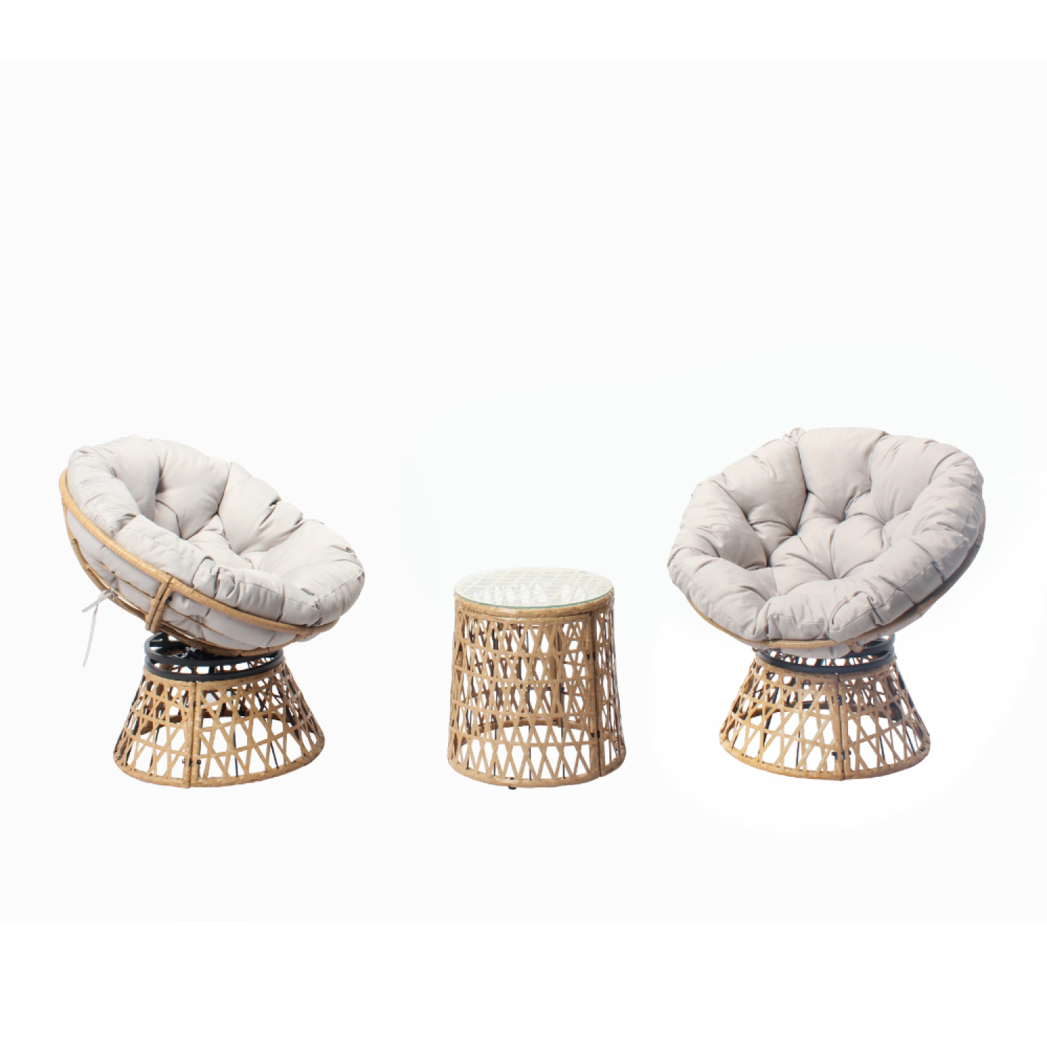 CONCEPT USINE Salon de jardin 2 fauteuils et 1 table papasan